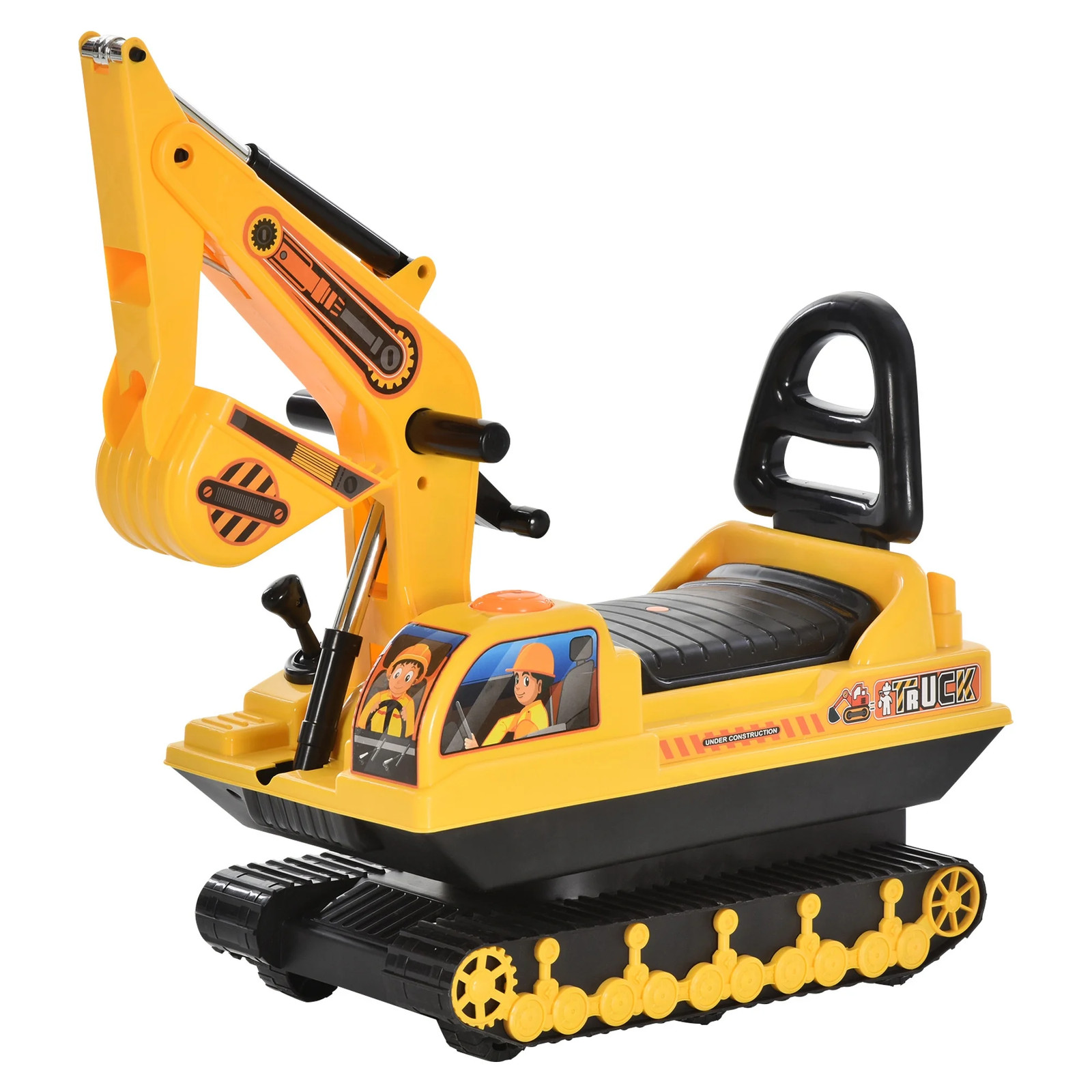 3-in-1 Kids Construction Ride On Toy Digger Excavator Scooter Pull Cart Play Tru