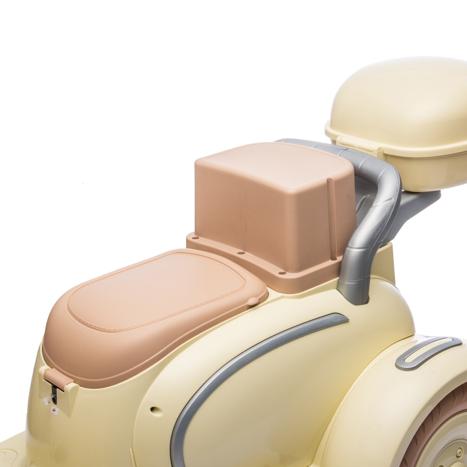 Kids 2-Seater Ride-On Motorcycle 12V with 2 Motors – 3-Wheel, USB, for 3-6,Beige