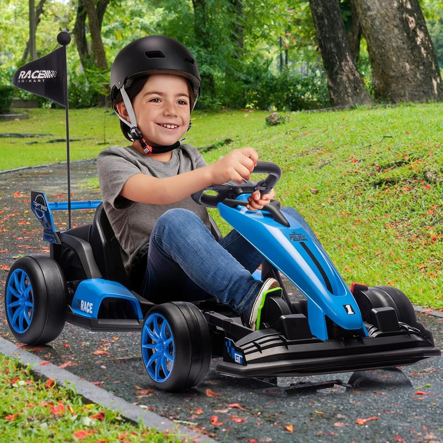 Garvee Electric Go Kart Toy for Kids,Ride on Drifting Car,Racing Car for 5-12