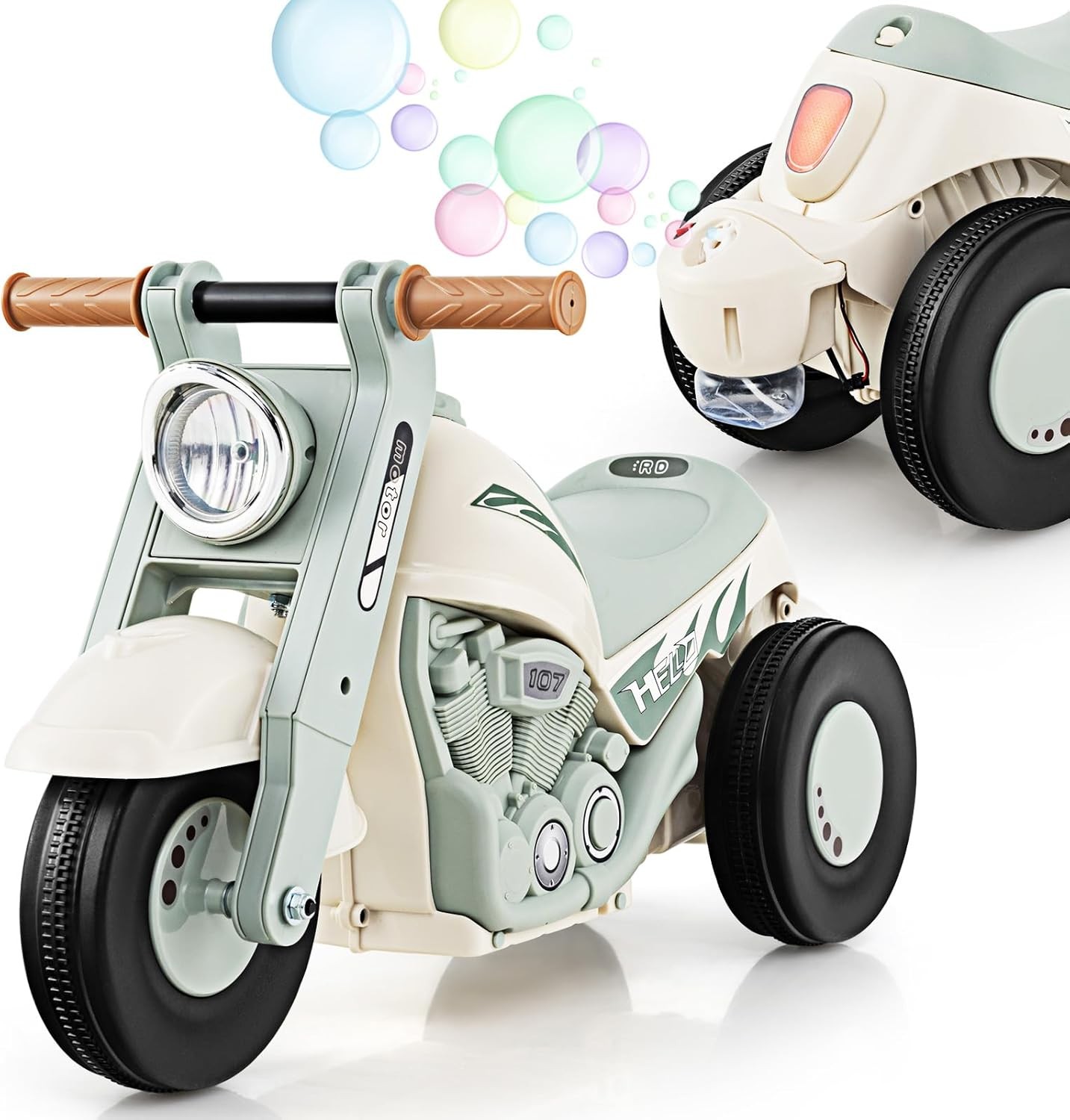 Push Car Sliding Car w/ Bubble Maker Foot-to-Floor Sliding Car Ride on Toys Gift