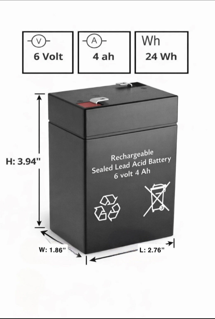 6V 4.0Ah Rechargeable Battery for Kids Ride On Toys & Cars
