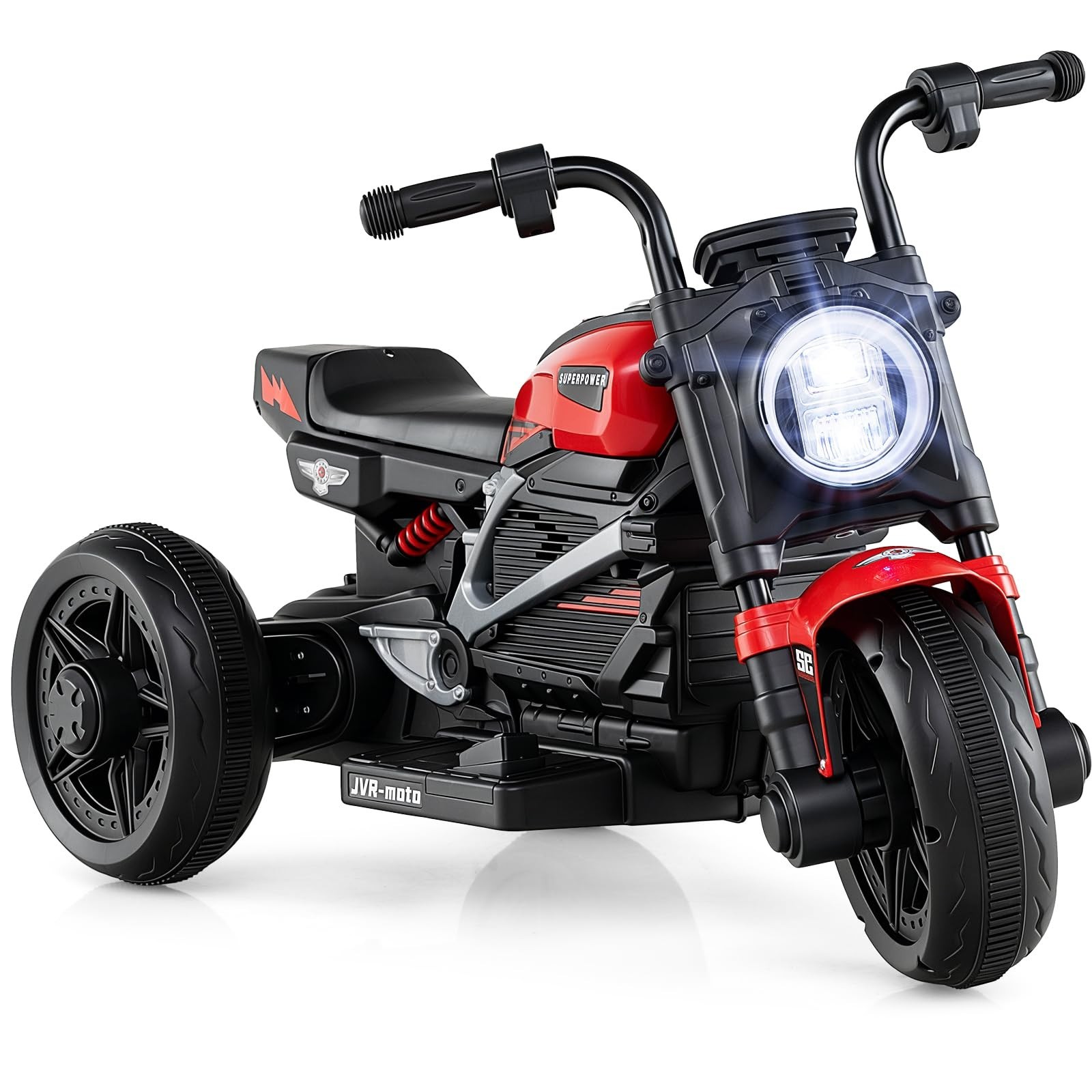 6V Electric Toddler Motorcycle Ride-On Toy, 3-Wheel Chopper with LED Lights & Mu