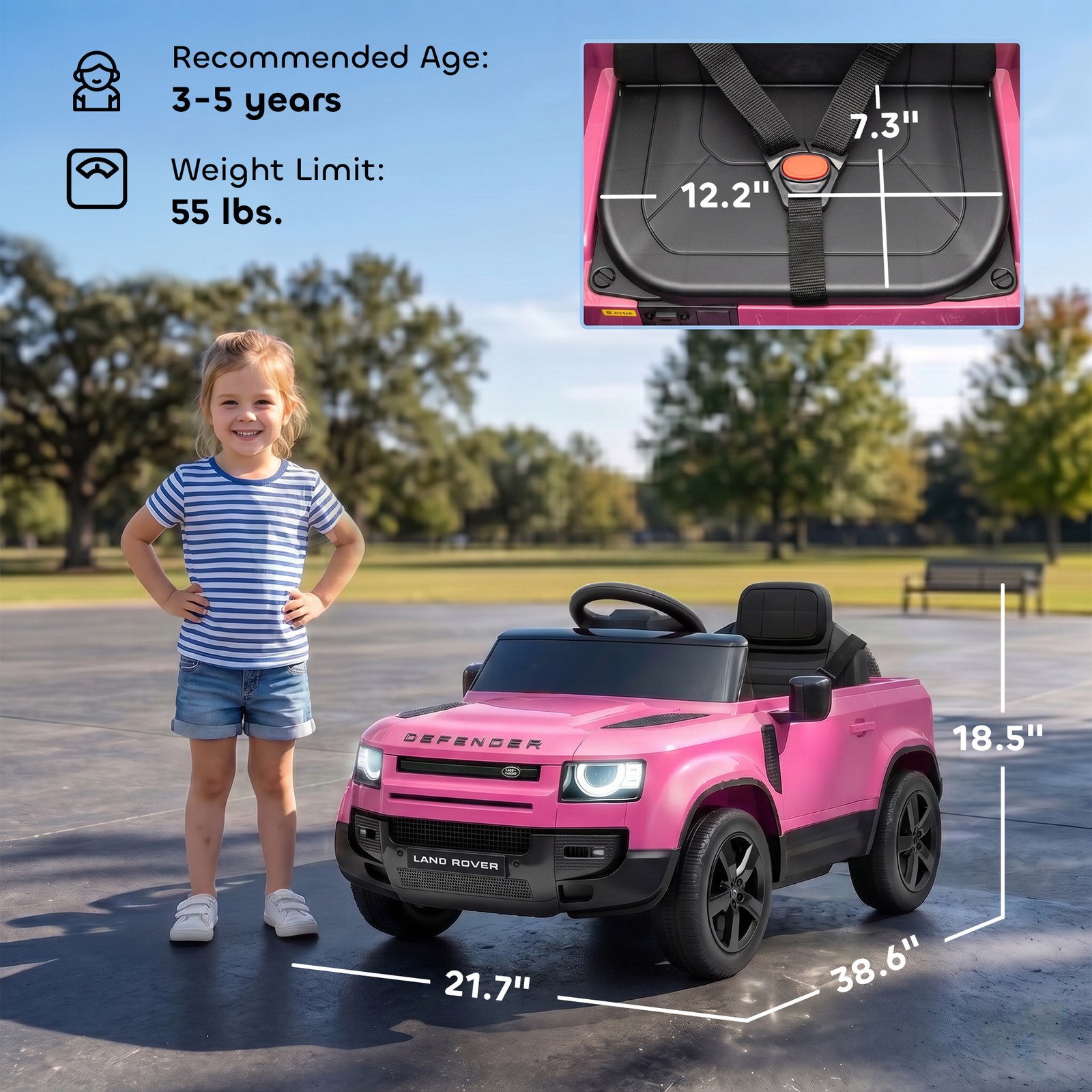 Qaba 12V Ride on Car Licensed Land Rover with Suspension & Remote, Pink