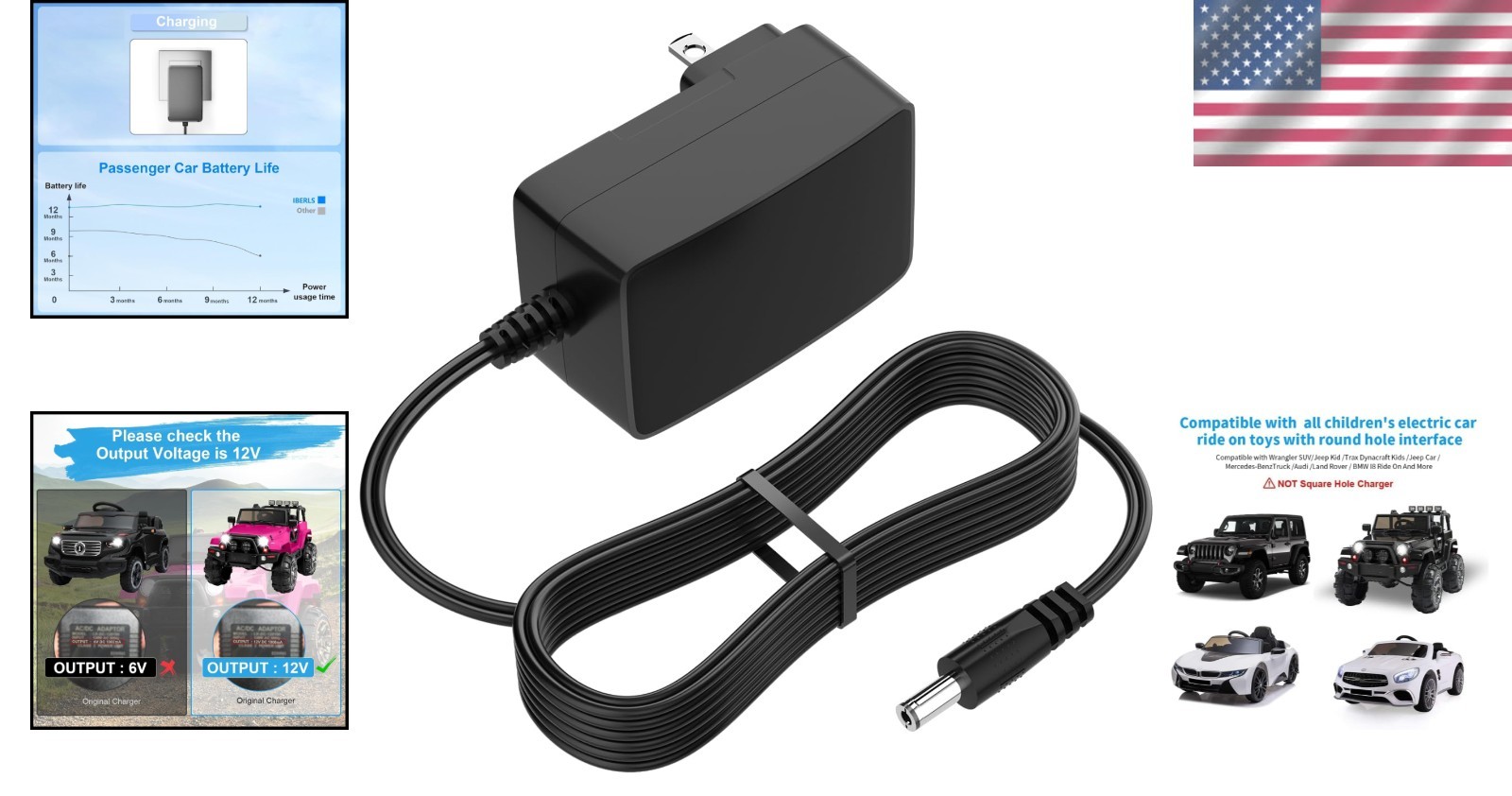 Fast Charging 12V Electric Toy Car Charger for Kids – Safety Features Included
