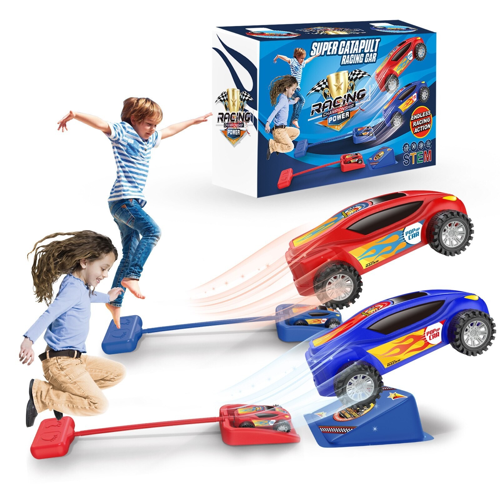 Outdoor Toys For Kids Launch Rocket With 2 Cars Foot Pneumatic Car Play Vehicles