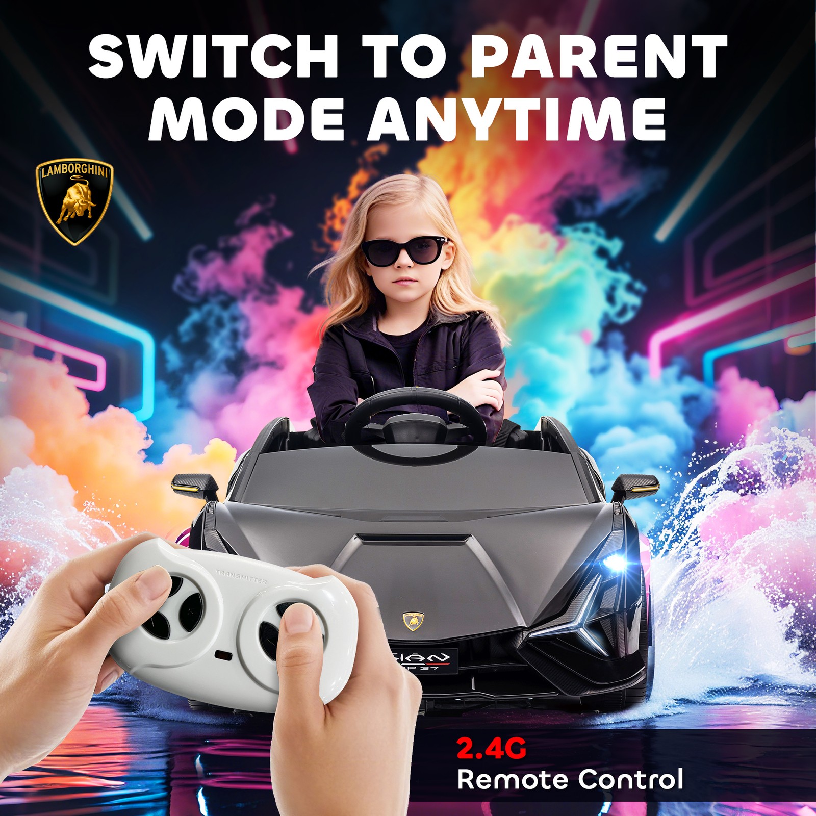 12V Lamborghini SIAN Licensed Electric Car for Kids, Black