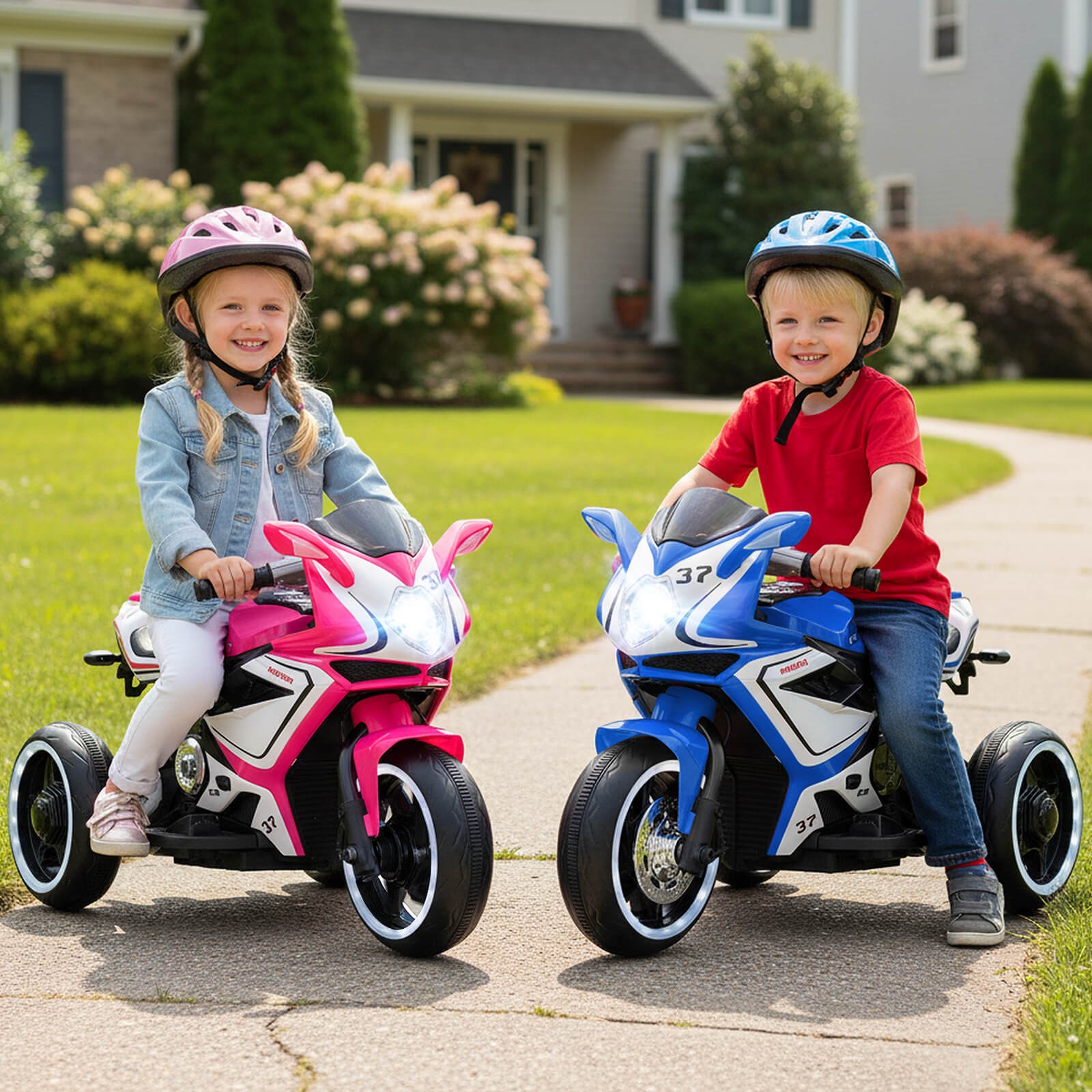 Kids Ride on Motorcycle 6V Battery Powered Mini Electric Motorbike w/ LED Lights