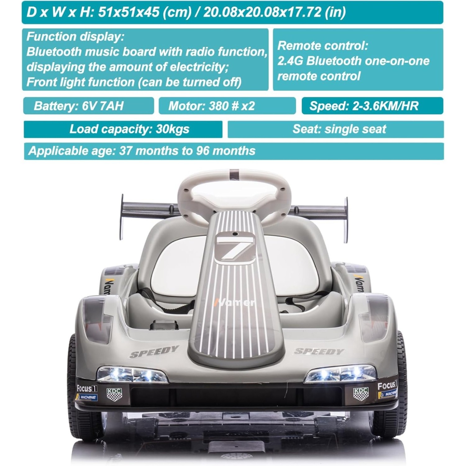 6V Electric Ride-on Racer Go Kart for Kids With Remote Control & Pedal Operation
