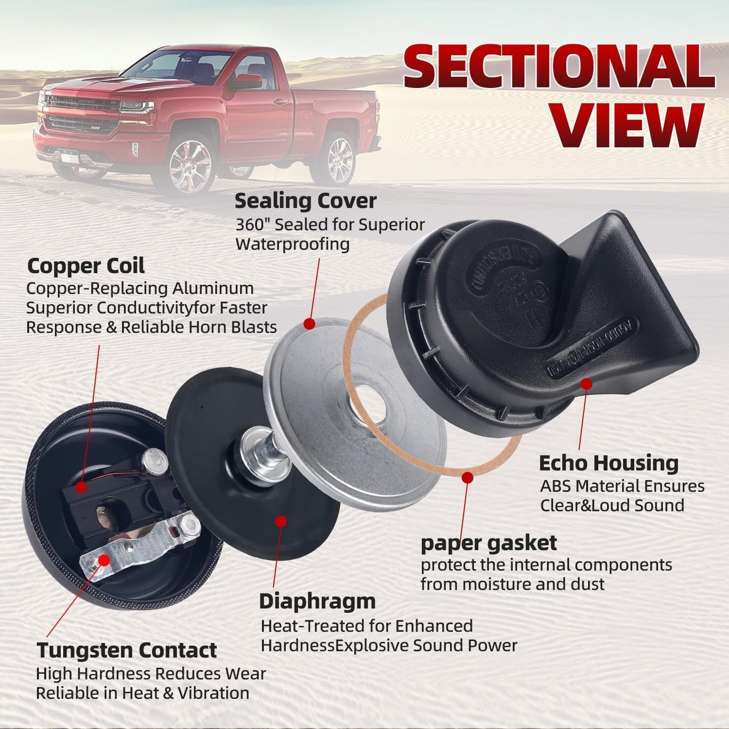Car Horns 12v 130dB Ultra Loud [2 pack]kit -Truck Train Horn,Tweeter/Bass,Hig…