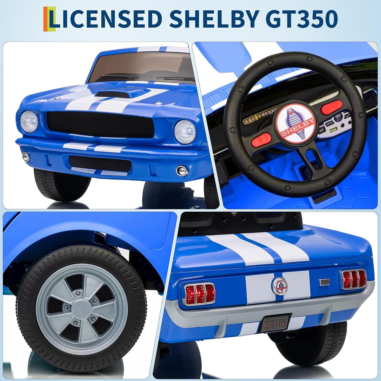 Kids Electric 24/12V Wheeler Car Ride on Toy Licensed Shelby GT350 w/ Remote Toy