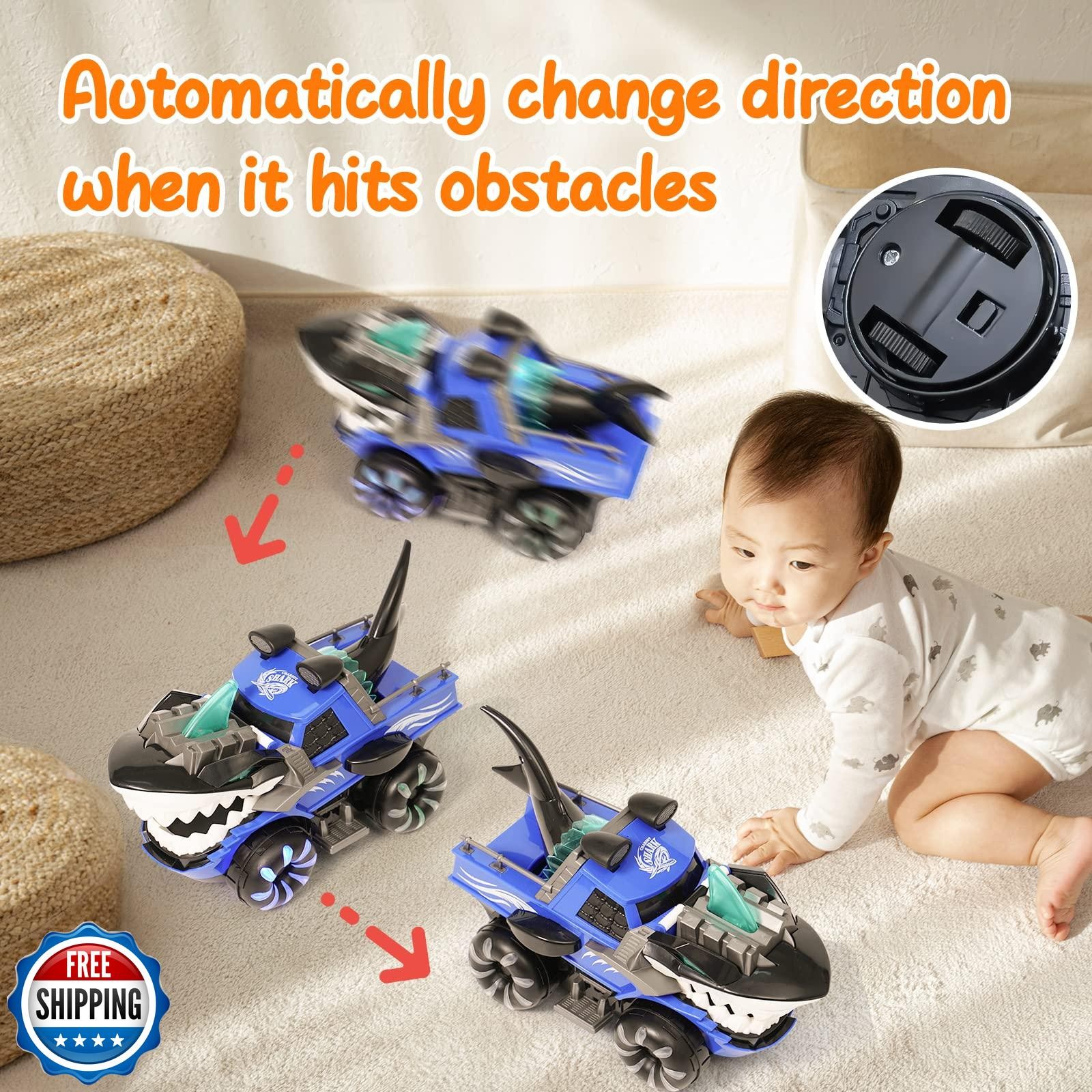 KidsMind Shark Monster Truck Toy for Baby Boy,Shark Car Lights Up