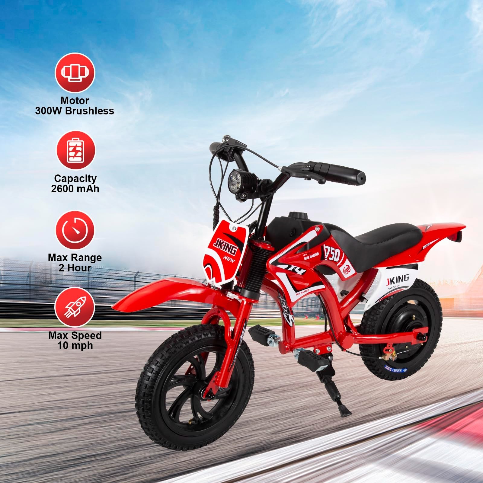 200W Kids Electric Motorcycle with Twist-Grip Throttle, 12″ Spring Suspension