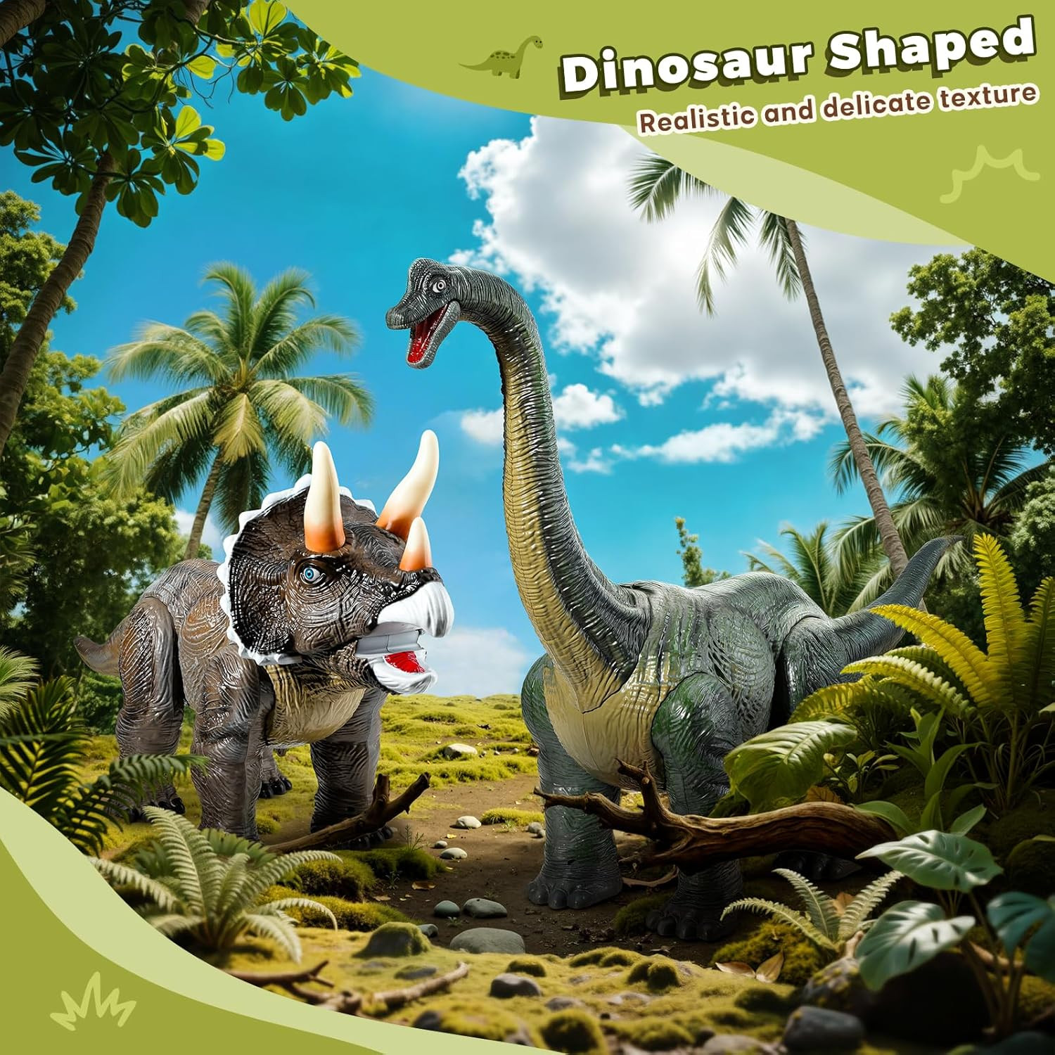 Dinosaur Ride On Toy Cars for Kids,Twinkoo Realistic Brachiosaurus Push Car with