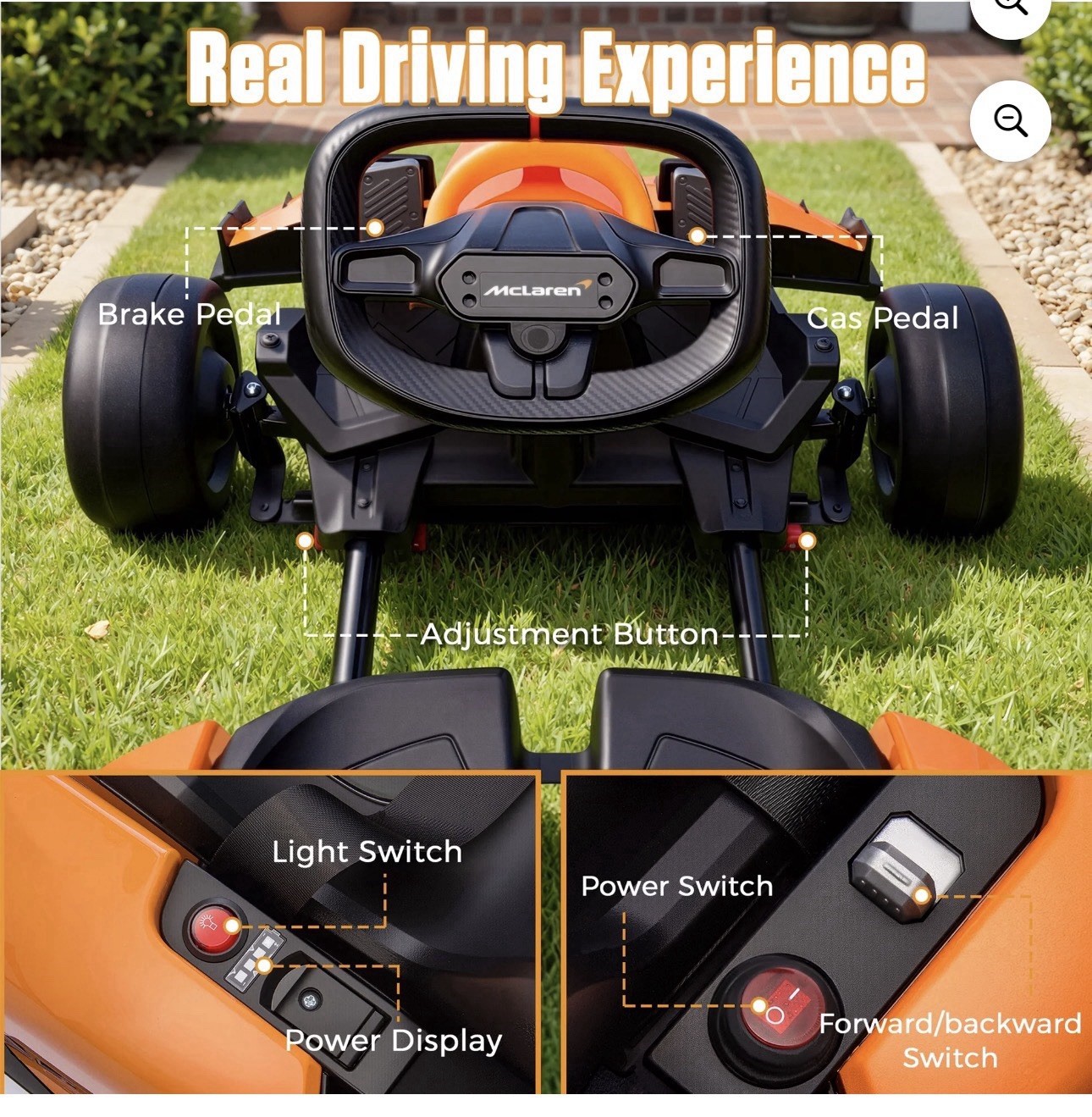 McLaren LN4 24V 7Ah Ride-On Go Kart Orange/Black 2x200W Motors