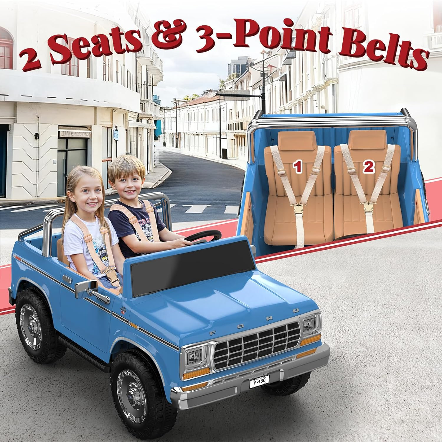 Licensed Ford F-150 24V 2 Seater Ride on Car for Kids, 4X100W Motors for All-Ter
