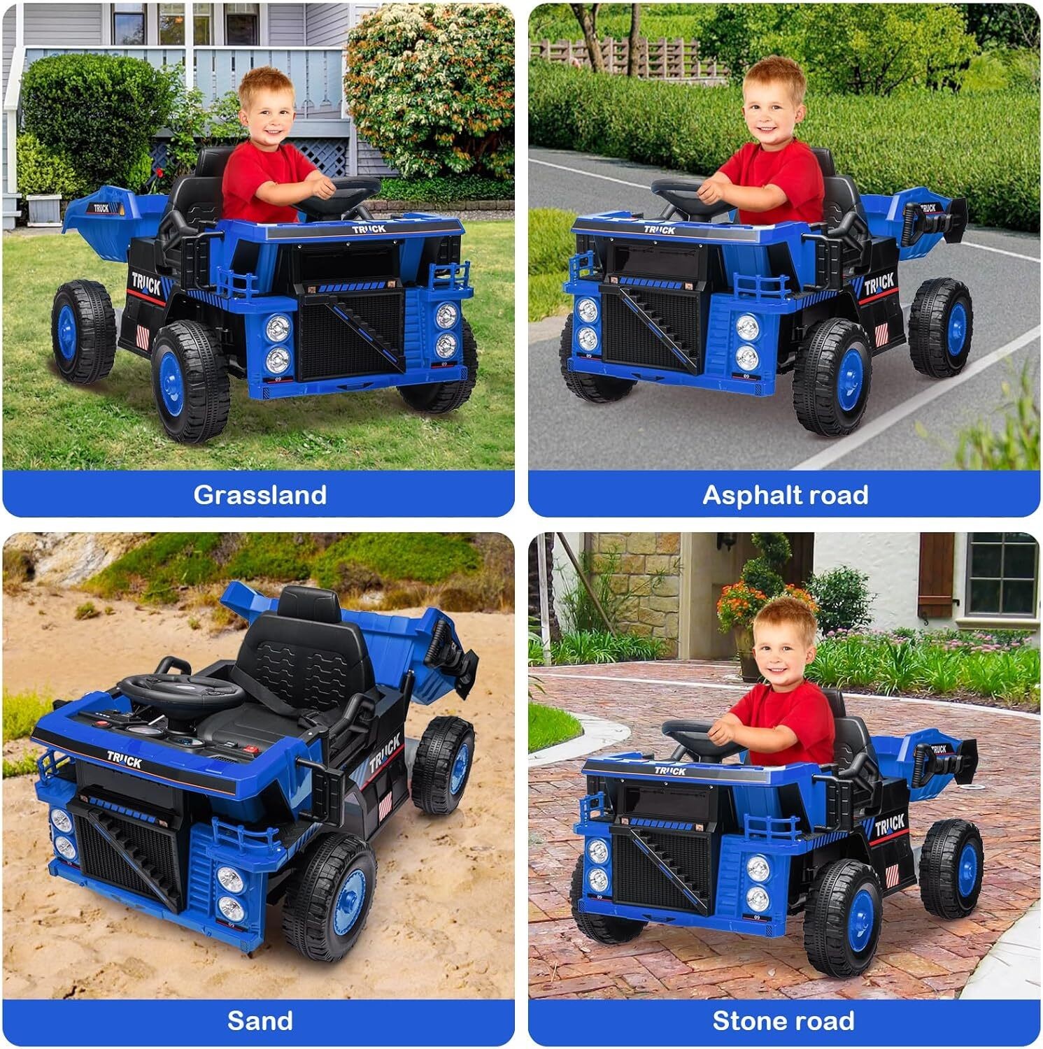 12V Ride On Dump Truck, Ride On Car Toy With Remote Control, Electric Dump Bed