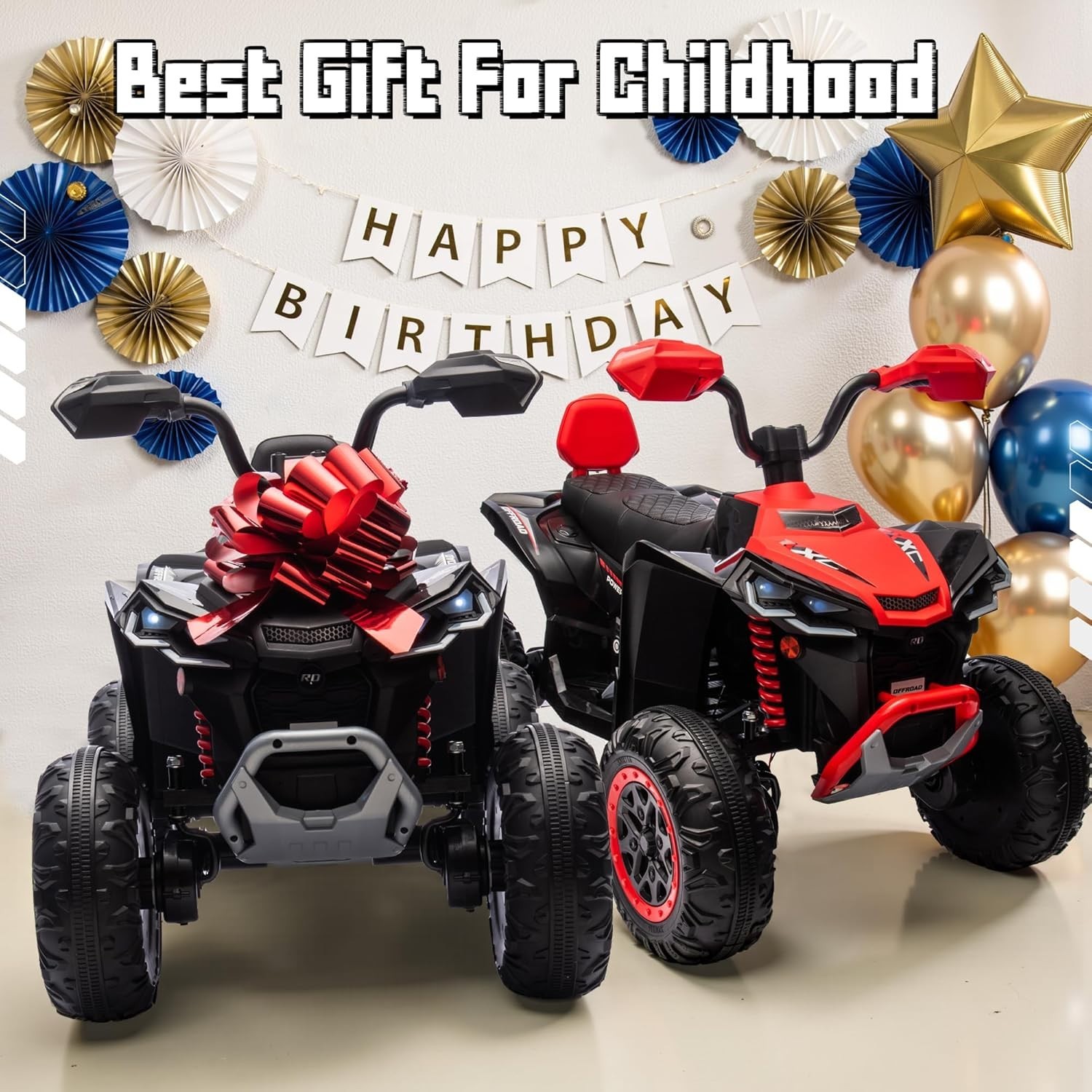 24V 4WD 2 Seater Kids Electric ATV 4×200W Ride On Toy Car 7AH Battery w/ Kneepad