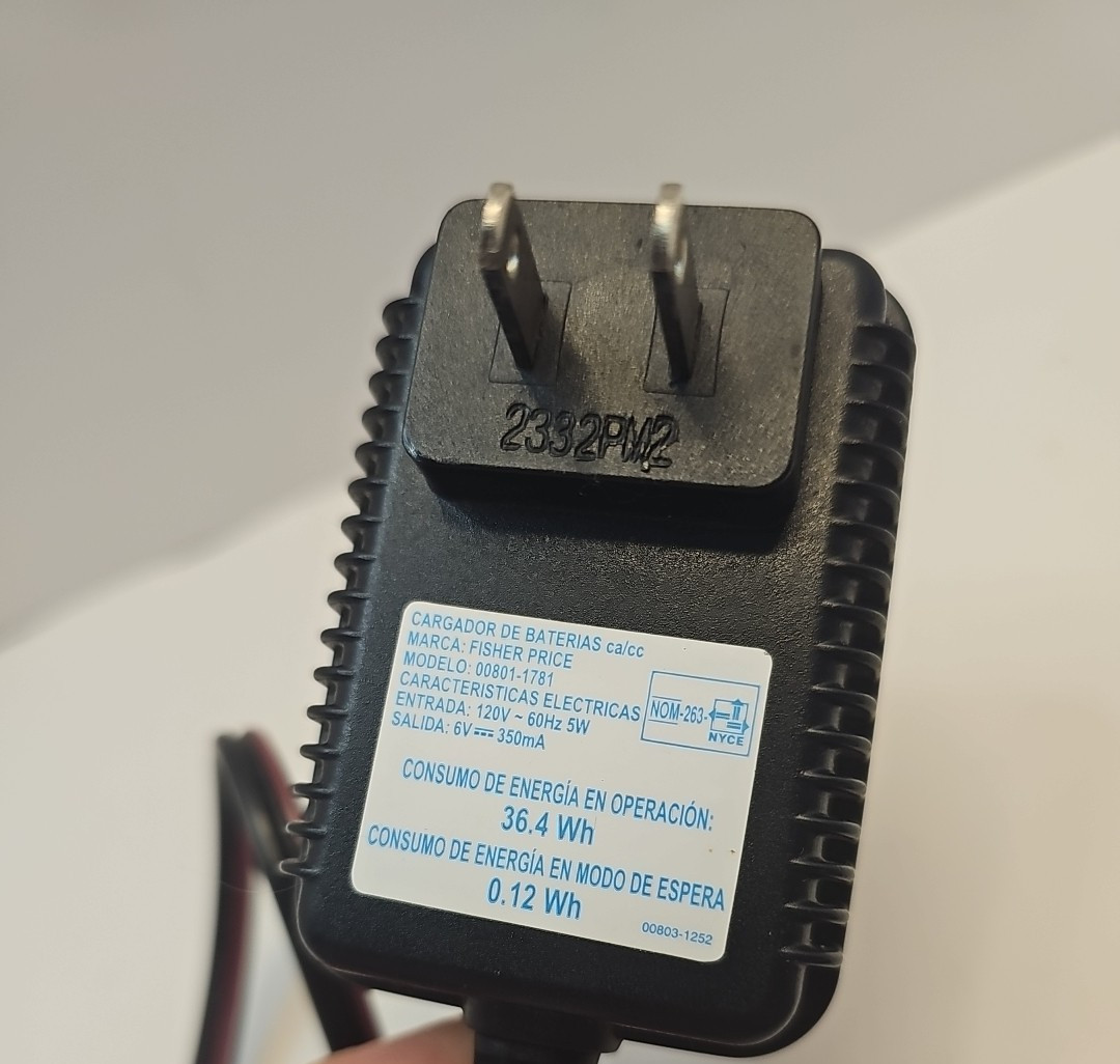 Fisher Price Power Wheels Charger 00801-1781 6V Battery AC Adapter 6 Volt | A1