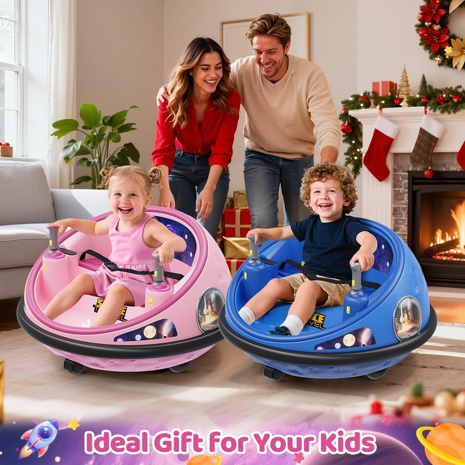 12V Electric Toddler Ride On Bumper Car Toy 360 Spin Remote Control LED Lights