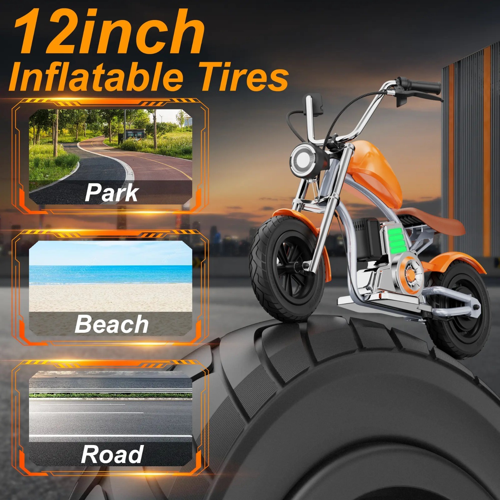 Kids Electric Motorcycle for Ages 5+,Kids Motorcycle with Ambient Lighting 10MPH