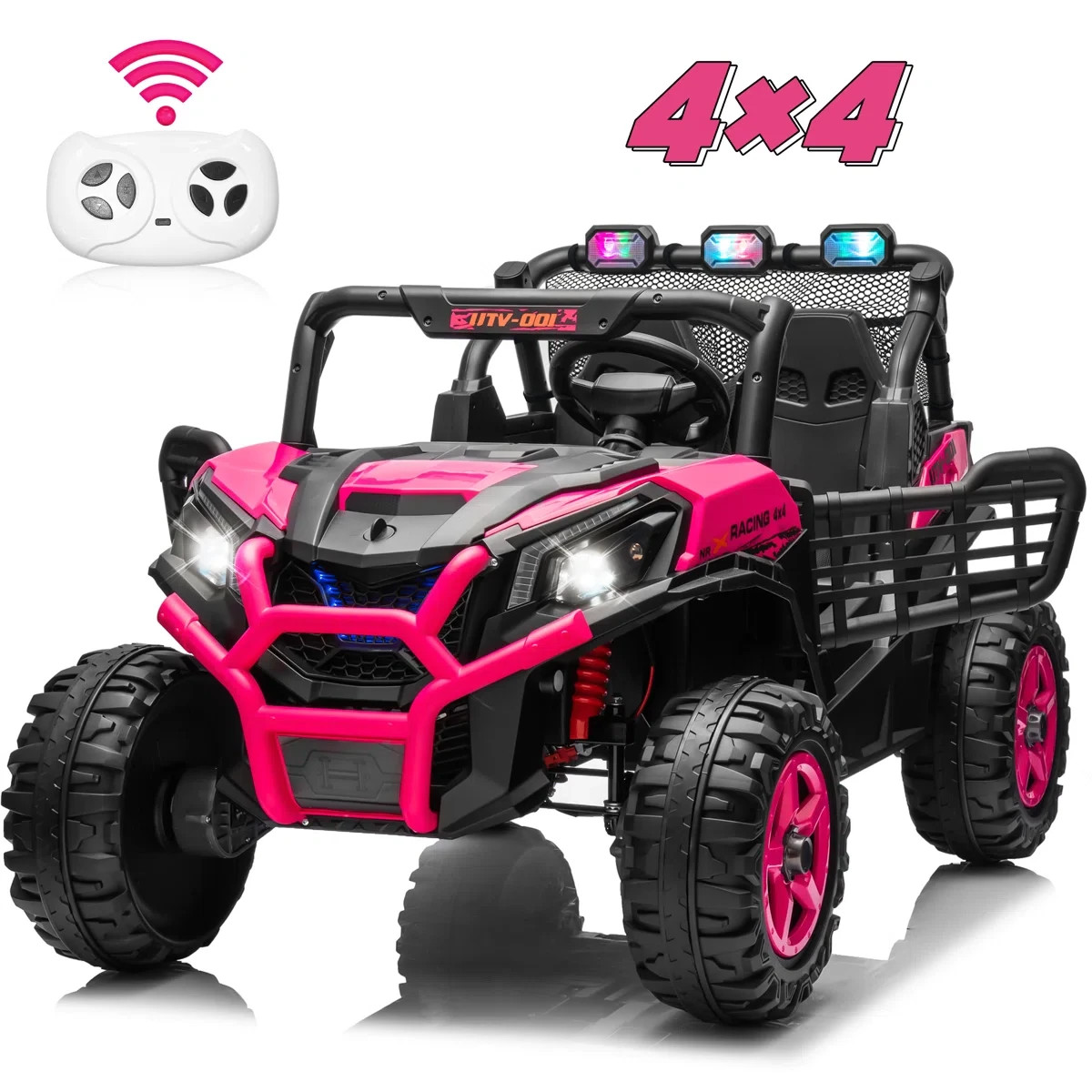 24V 2-Seater Kids Ride On Car in Pink with Remote Control, LED Lights, Music