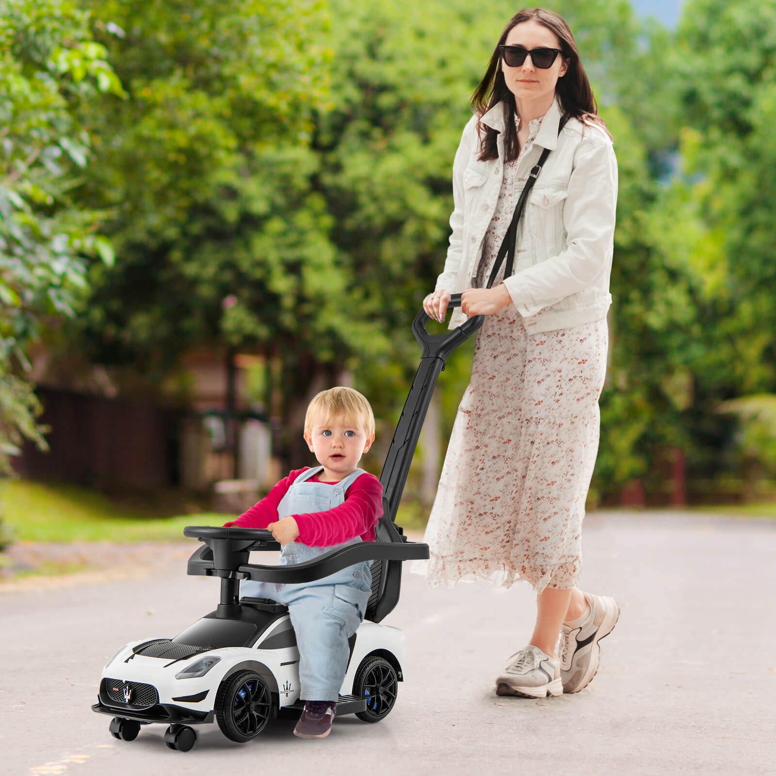 3-in-1 Ride on Push Car Maserati Licensed Foot to Floor Kids Sliding Walking Car