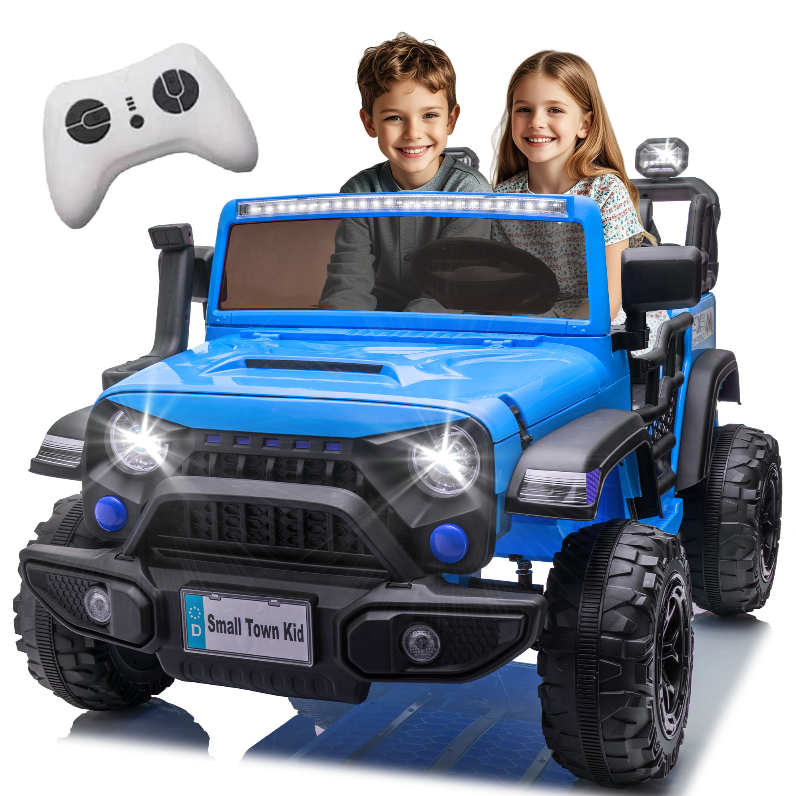 24V 2 Seater Electric Car Ride on Truck for Kids w/Remote,Power Wheels Jeep,Blue