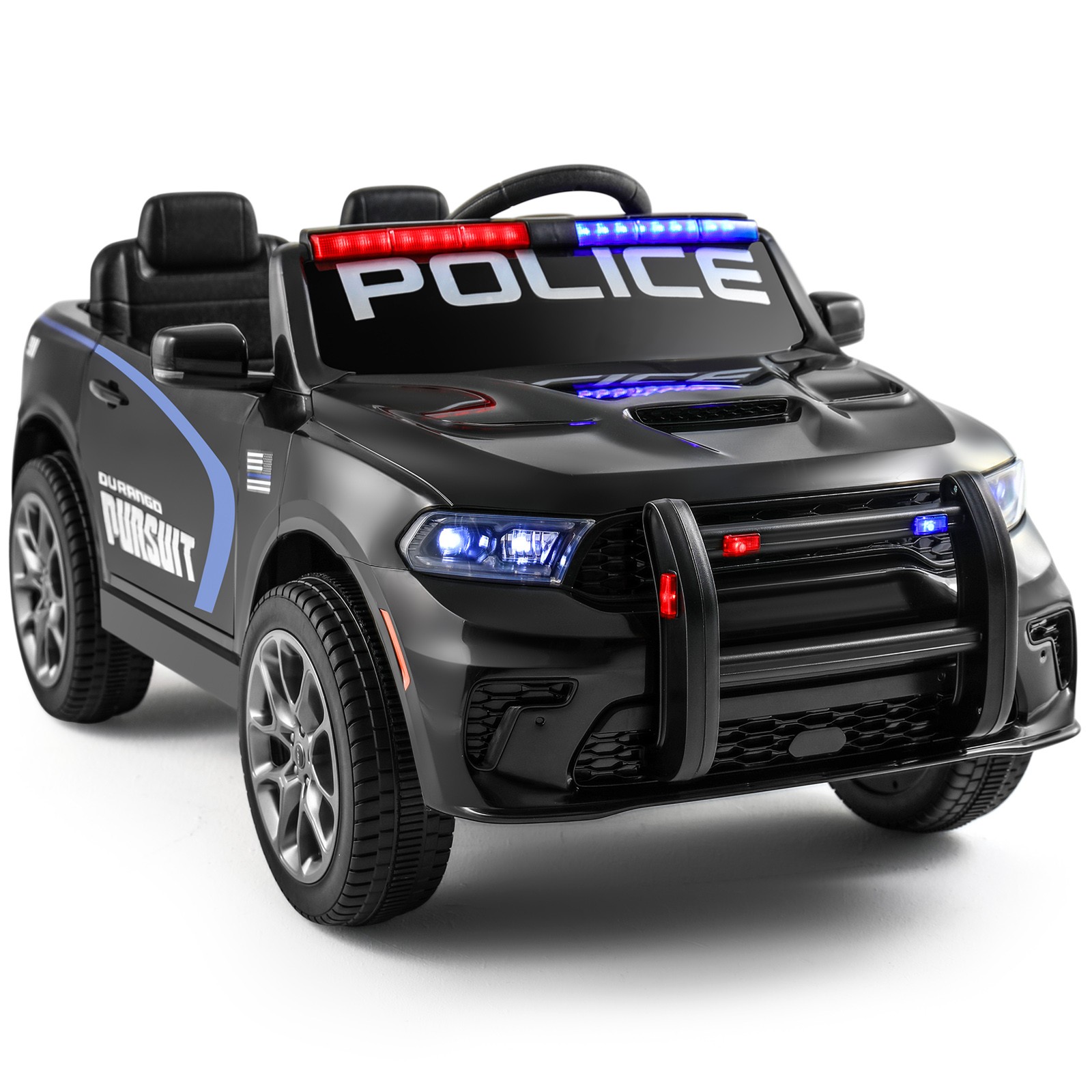 12V Battery Kids Ride On Police Car Dodge Durango SUV Music,LED,Bluetooth,Remote