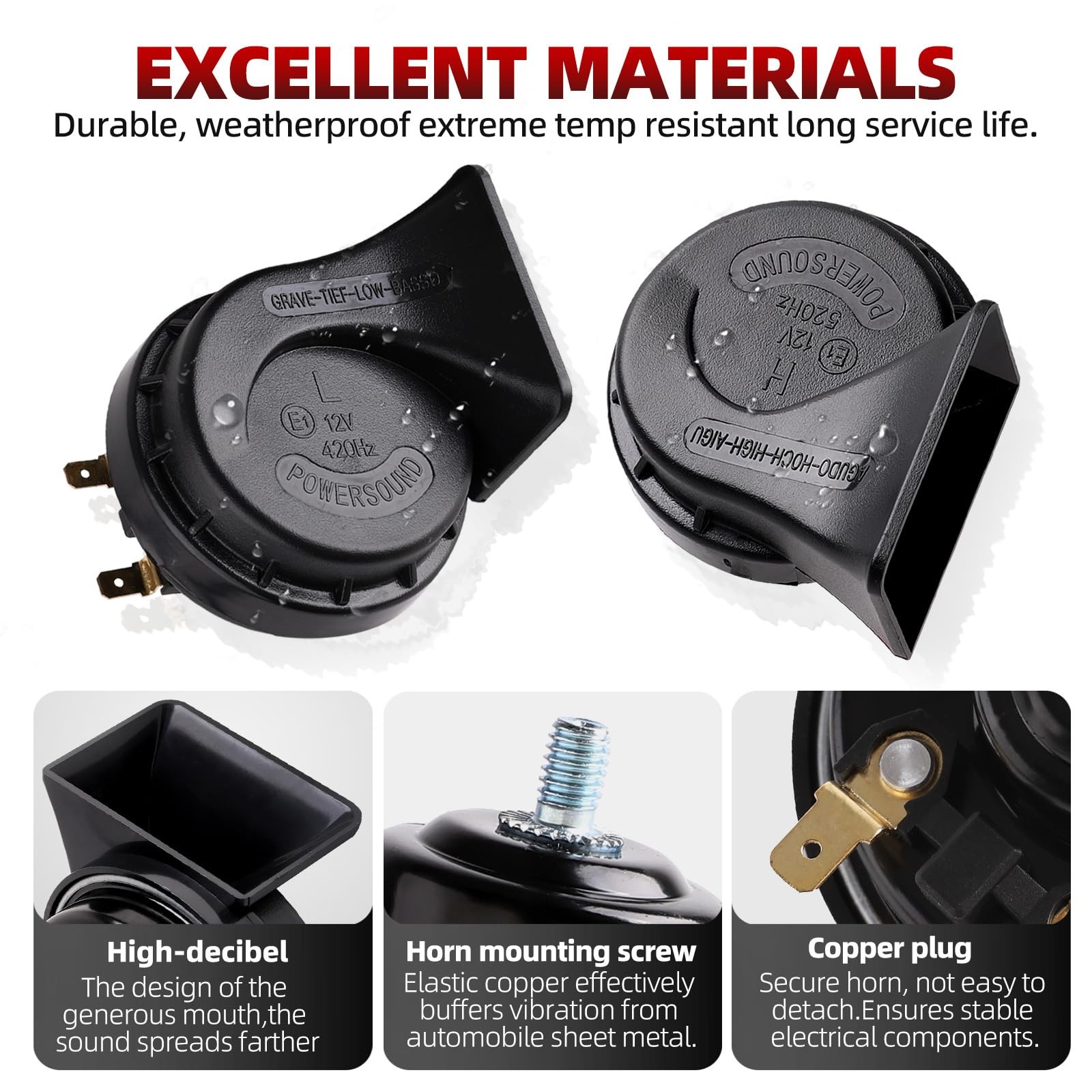 Car Horns 12v 130dB Ultra Loud [2 pack]kit -Truck Train Horn,Tweeter/Bass,Hig…