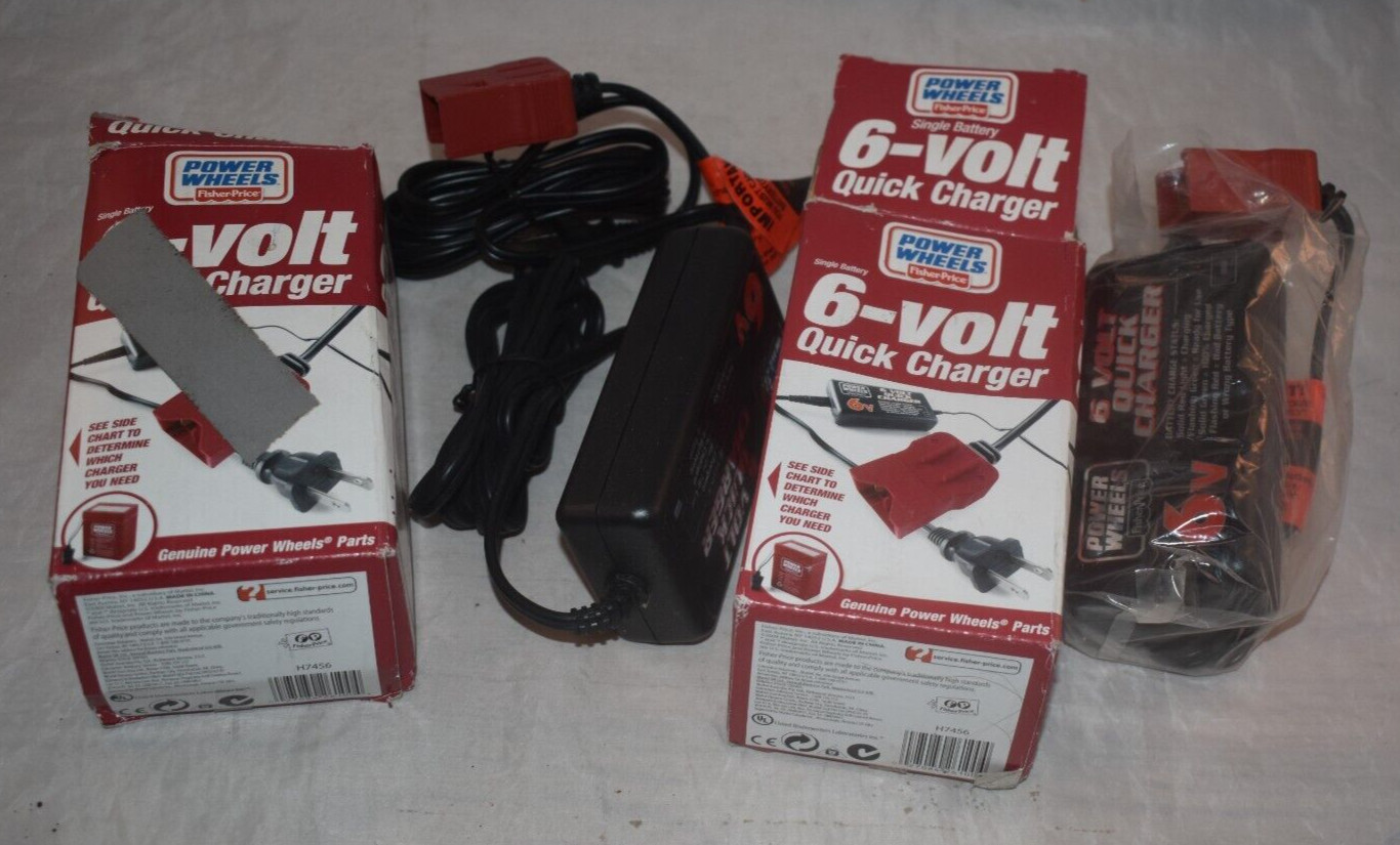 2) Power Wheels 6 Volt Quick Charger Lot With Original Boxes