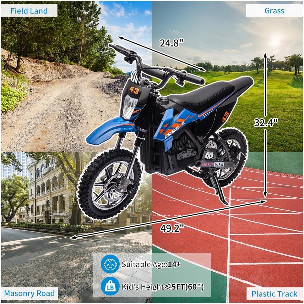 Kids Electric Off-Road Ride On Dirt Bike Motorcycle 36V 350W Max Load 175 Lbs