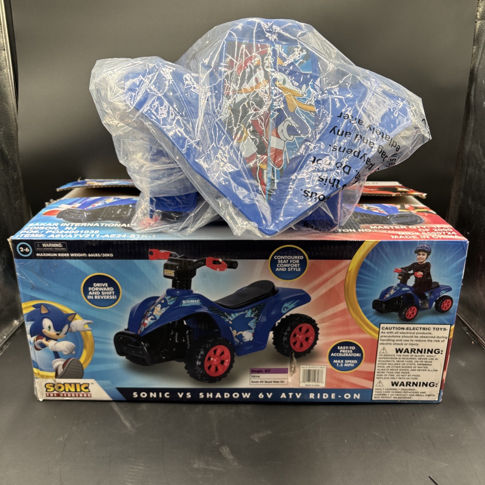 Sonic The Hedgehog Vs Shadow 6V ATV Ride-On Ages 2-6 New