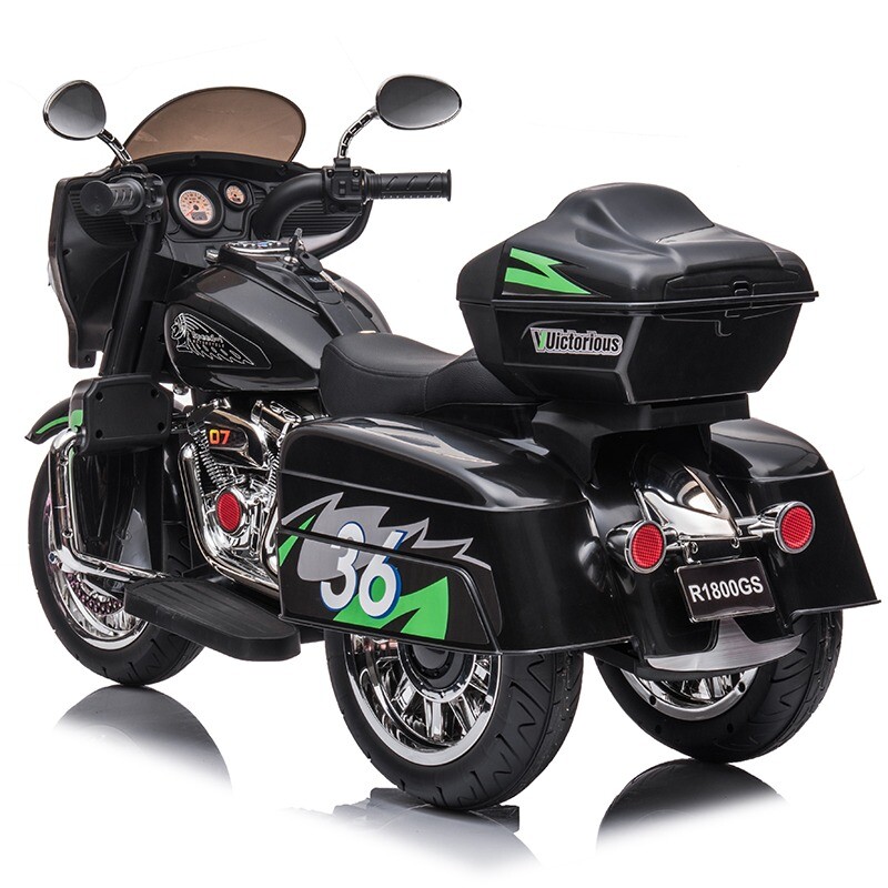 12V Kid Motorcycle Ride On Toy Key Start 3-Wheel 2-Seat Motorbike for 3-6 Black