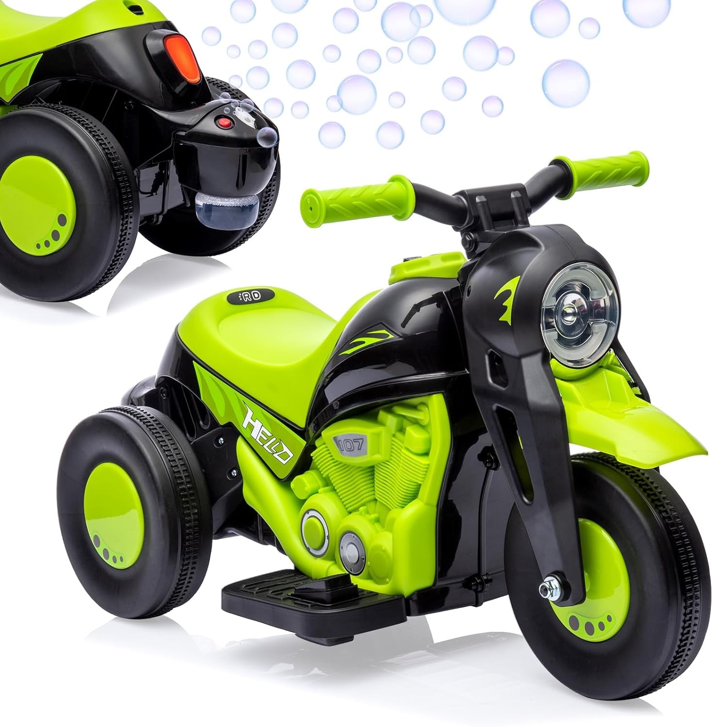 GRAVEE 6V Electric 3-Wheel Motorcycle Ride On Toy w/ Music & LED Light