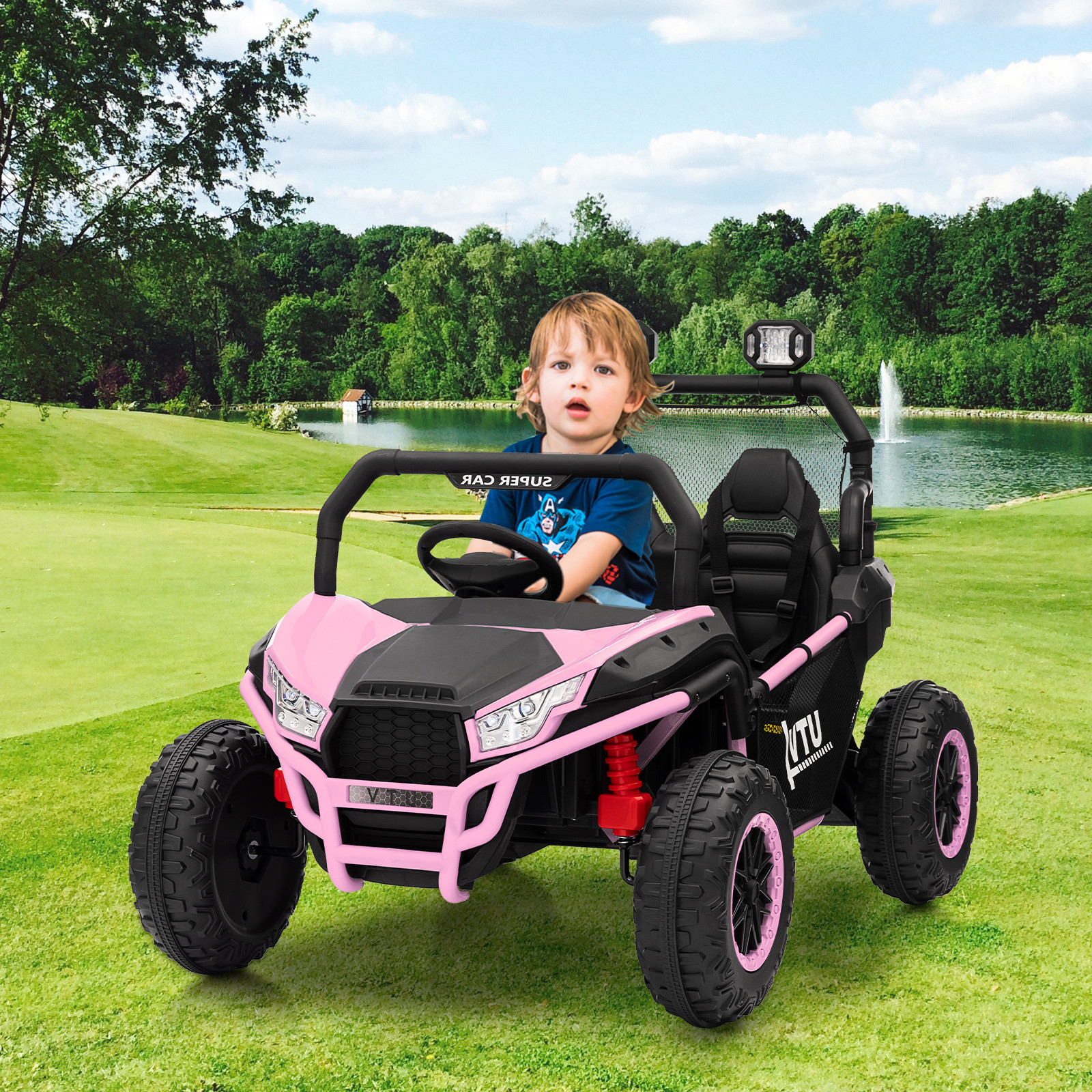 24V Power Wheel for Big Kids 3-8,2 Seater Electric Car,Ride on Car Toy for Grass