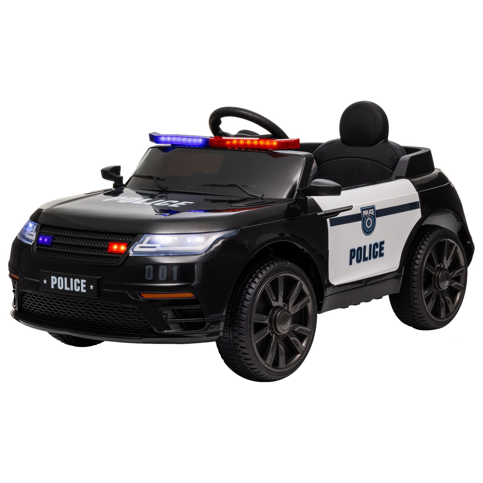 12V Kids Ride-On Police Car Toy with Battery 3 Speeds Remote and Lights