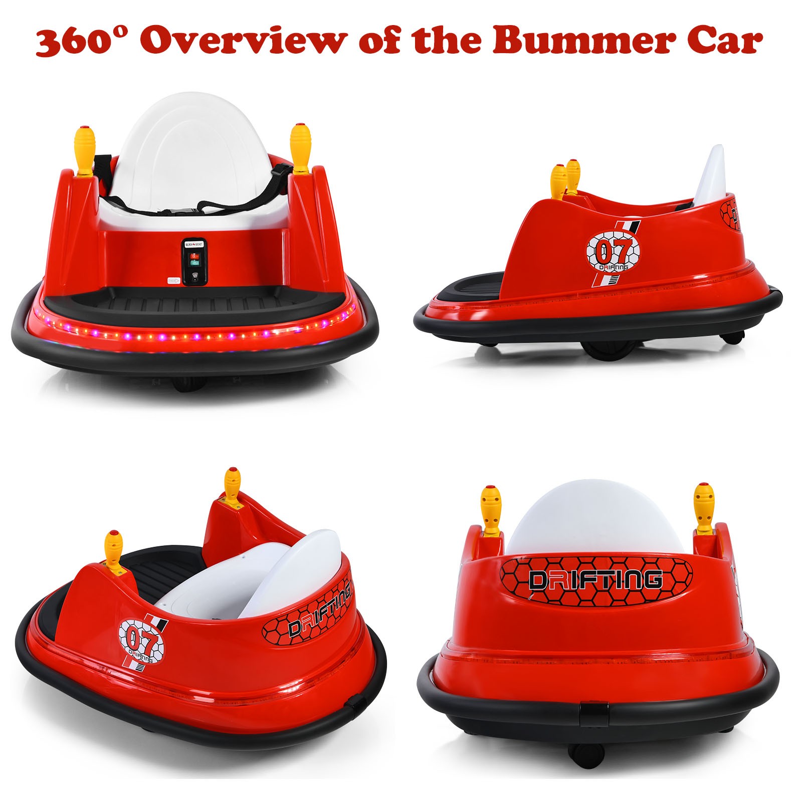 6V Vehicle 360° Spin Race Toy Kids Ride On Bumper Car w/ Remote Control Red