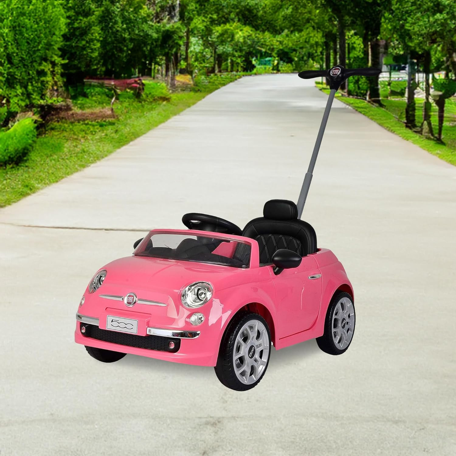 Fiat 500 Push Car, Pink, Large