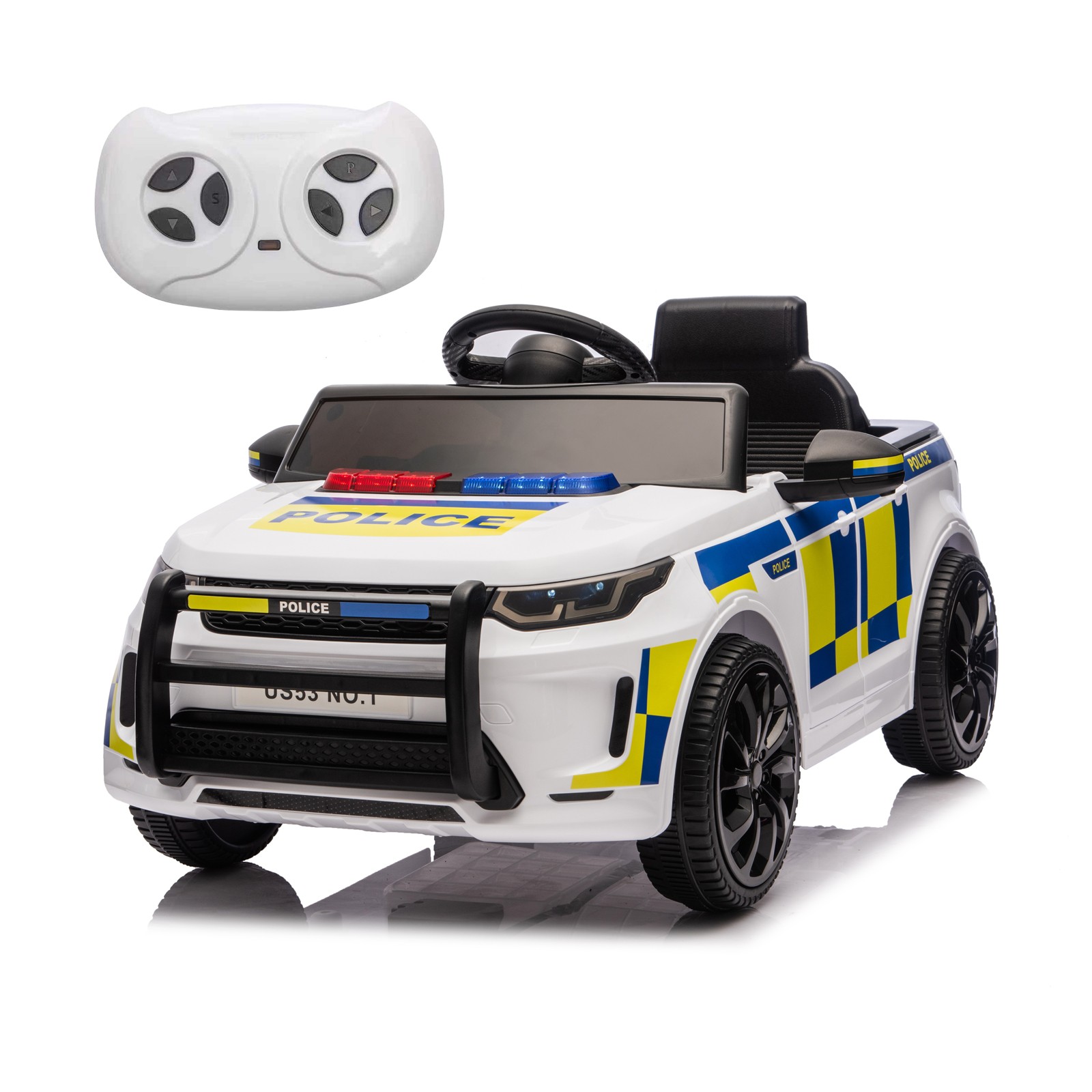 12V Electric Ride On Police Car for Kids&Remote Control,Battery Powered Toy Car