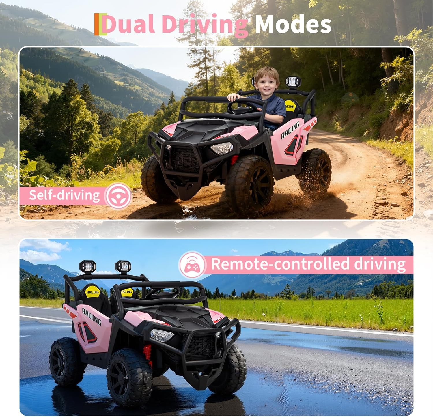 2 Seater Ride on Electric Car 24V Ride on Toys for Big Kids with Remote Control