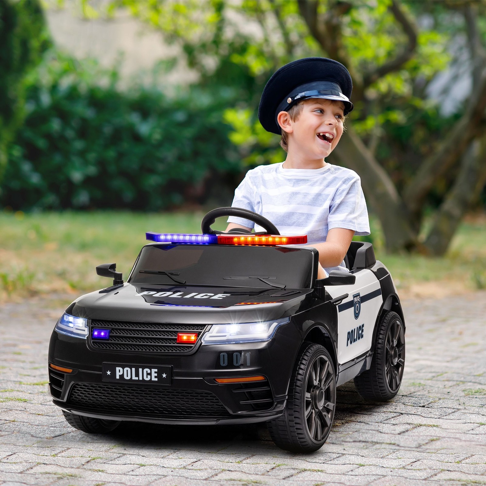 12V Kids Ride-On Police Car Toy with Battery 3 Speeds Remote and Lights