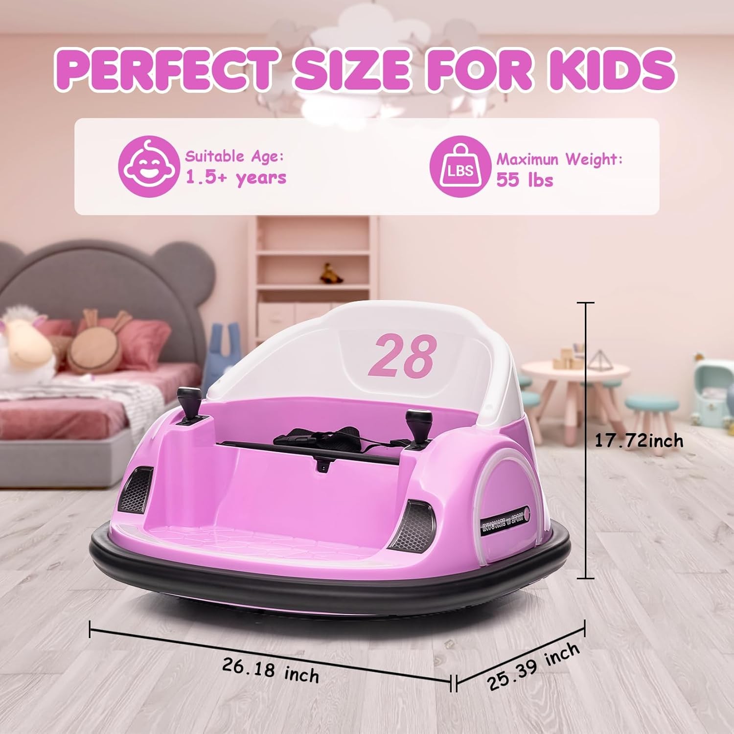 12V Ride On Bumper Car for Kids Toy Gifts Toddlers Electric Bumping Car with RC