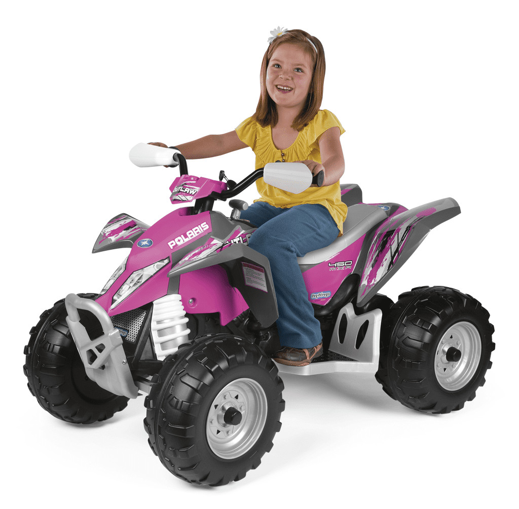 Peg Perego Polaris Outlaw Pink Power Ride-On ATV 2-Speed 2.5 or 5 Mph 12V