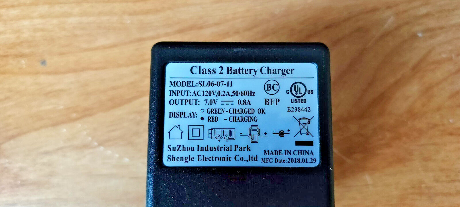 Class 2 Battery Charger | Model: SL06-07-11 | 7.0V 0.8A Disney Kids Ride On Car