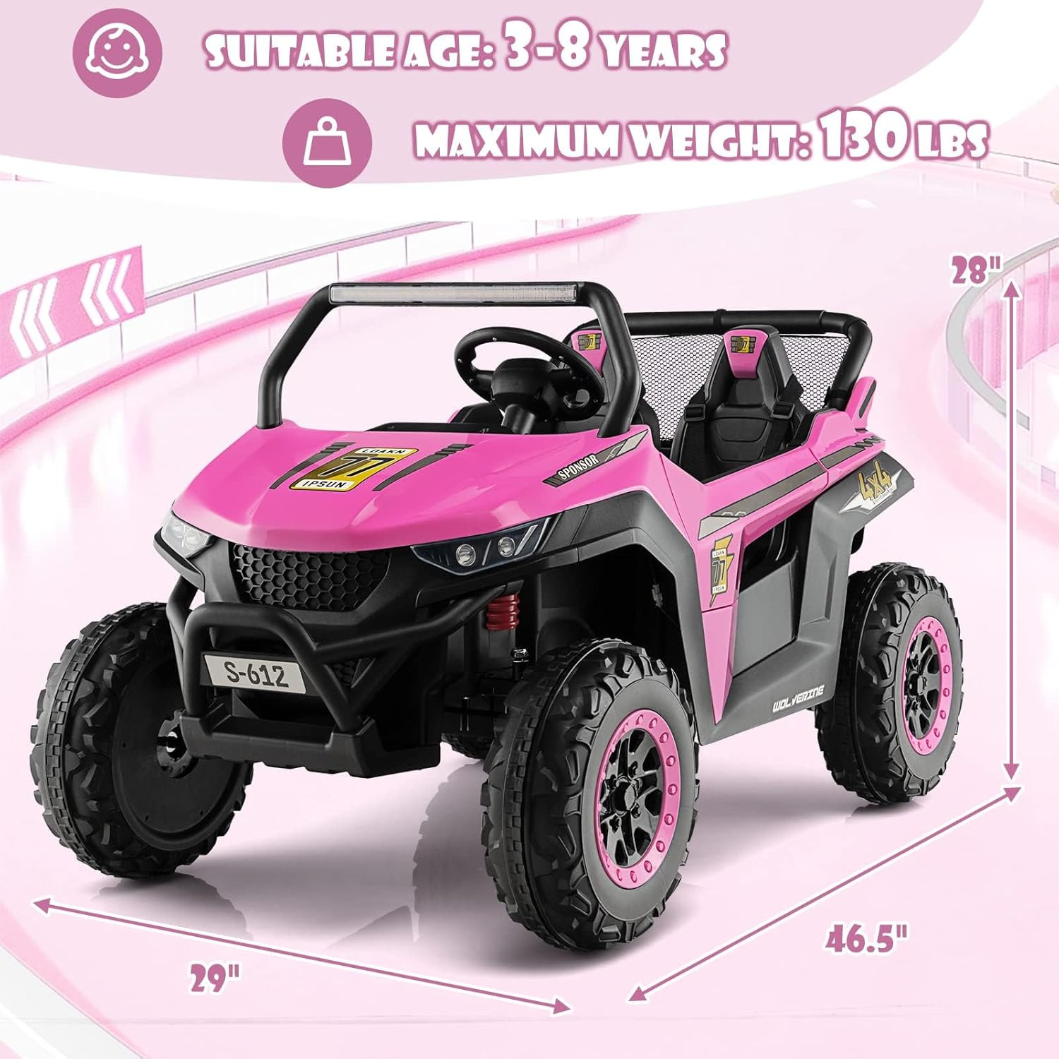 2 Seater Ride on Car for Kids, 12V UTV Kids’ Electric Vehicles with Remote Contr