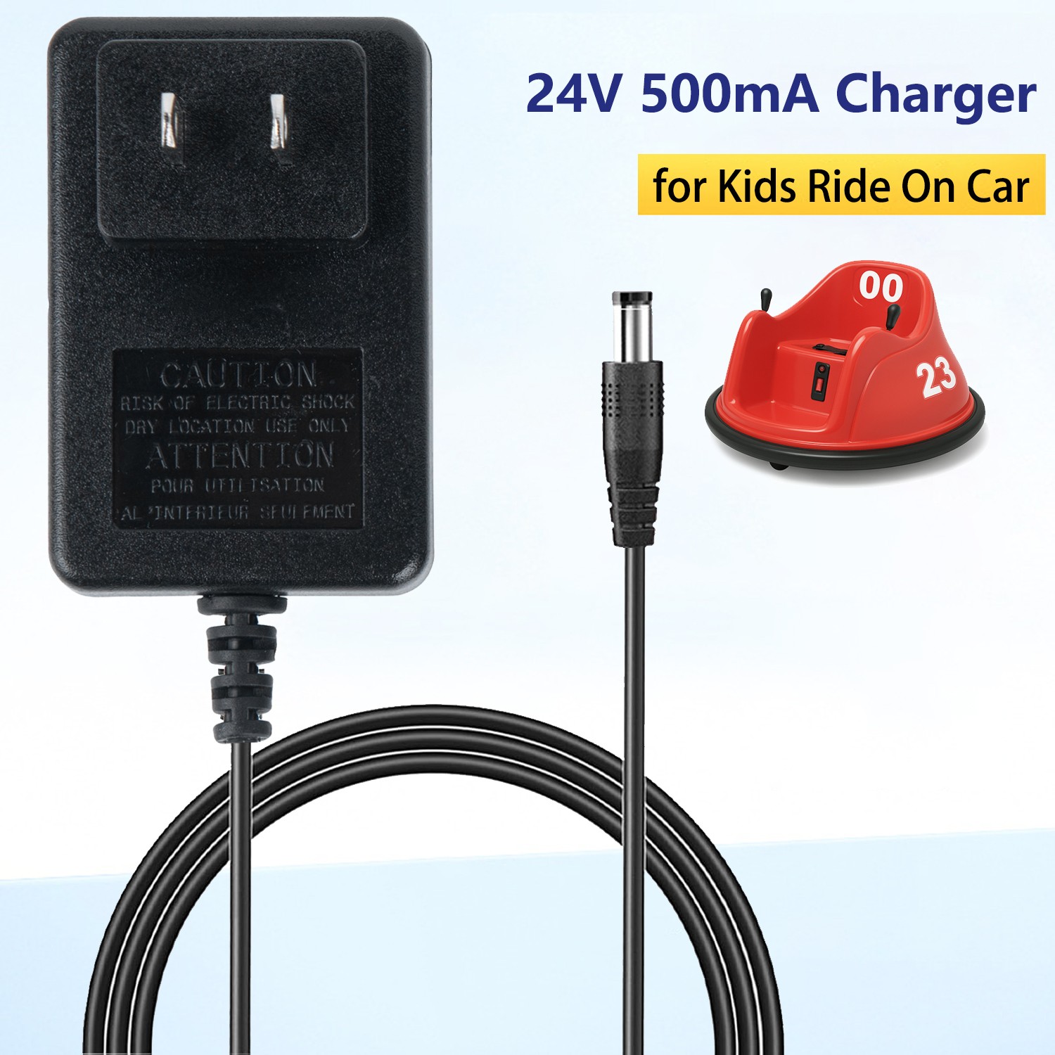 24V Battery Charger for Kids Ride On Toys, Cars SUV Jeep Bumper Power Adapter