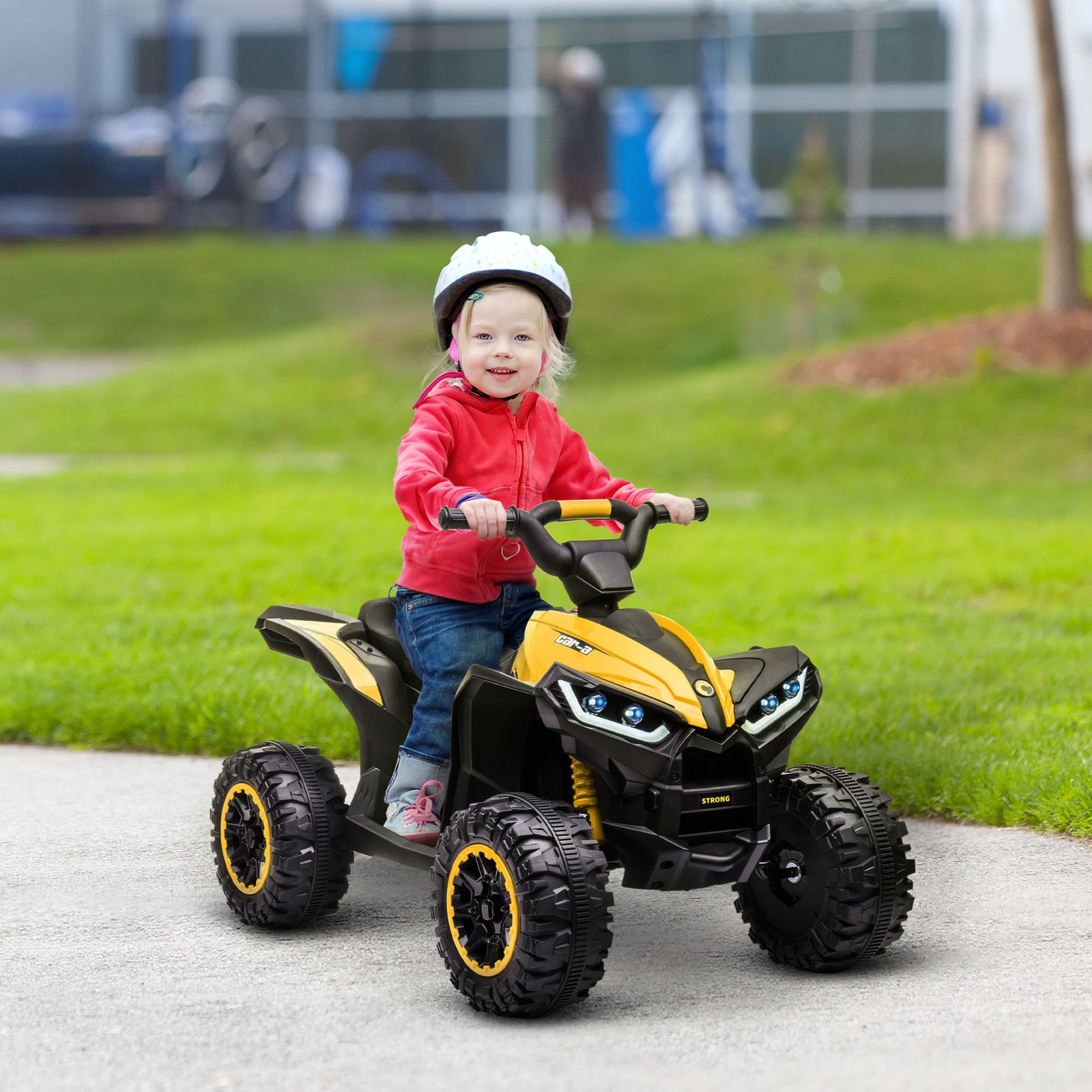 4 Wheeler for Kids, Electric ATV, with Music for 3-5 Years Old Yellow