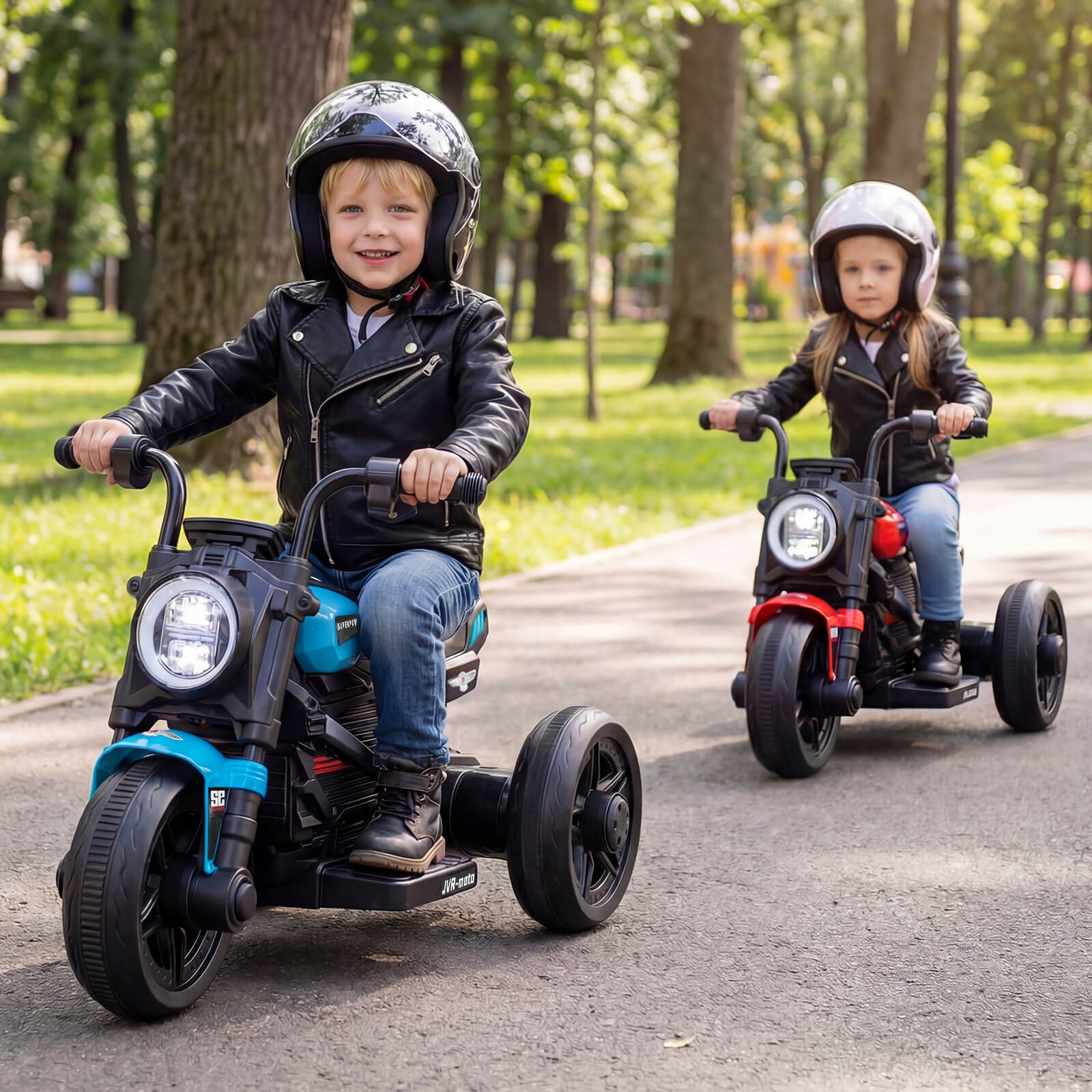 6V Kids Motorcycle w/Song,Story,LED Headlights,Accelerator Pedal & 3 Wheels,Blue