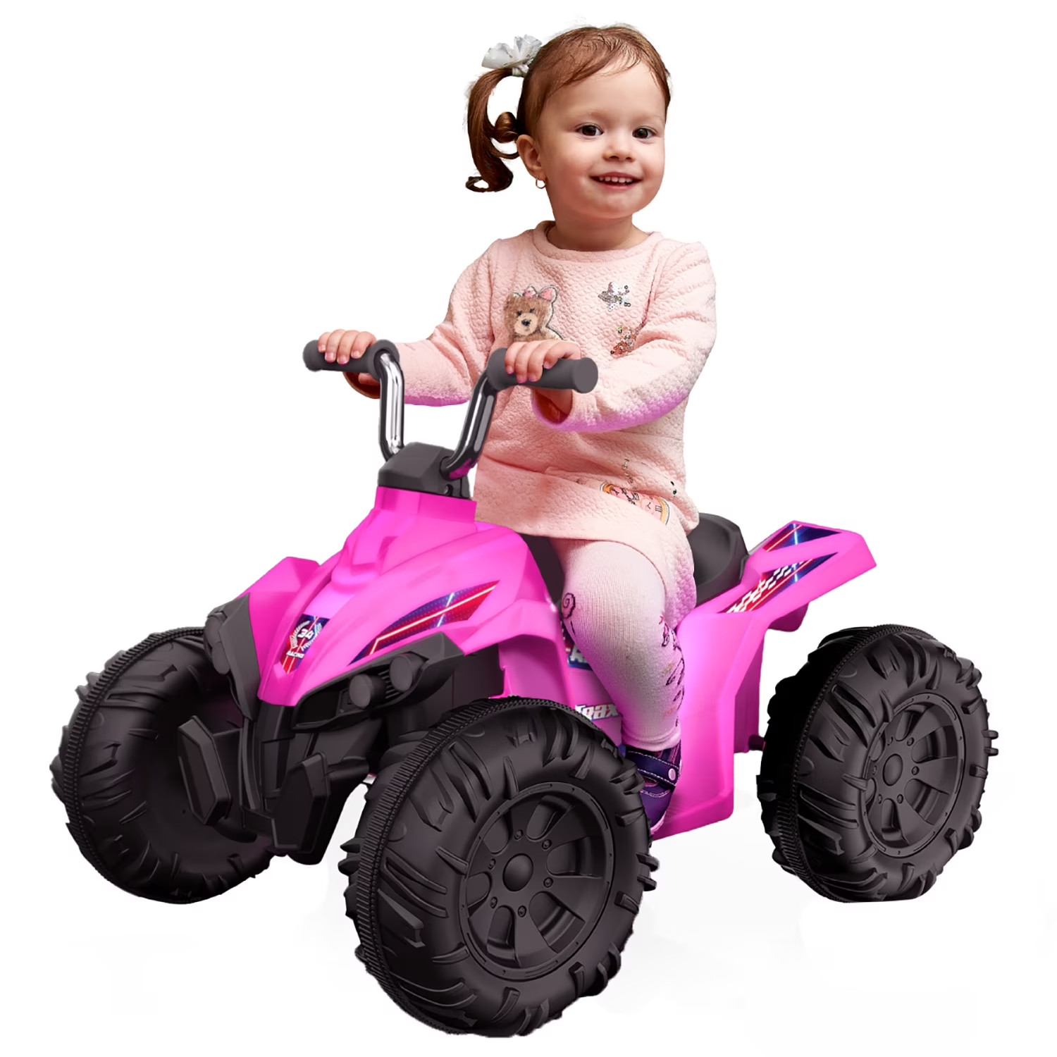 Kid Trax 12V Glow ATV Ride-On Toy, Pink, with LED Lights, Rechargeable Battery,