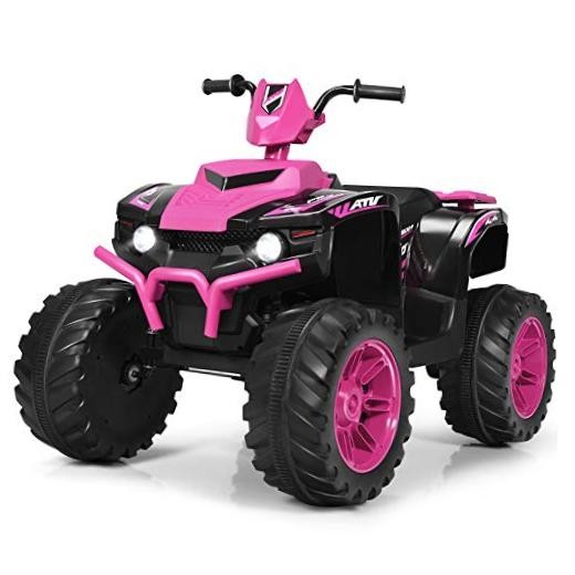 Kids ATV Battery Powered Electric Vehicle w/LED Lights, High & Low 12V Pink